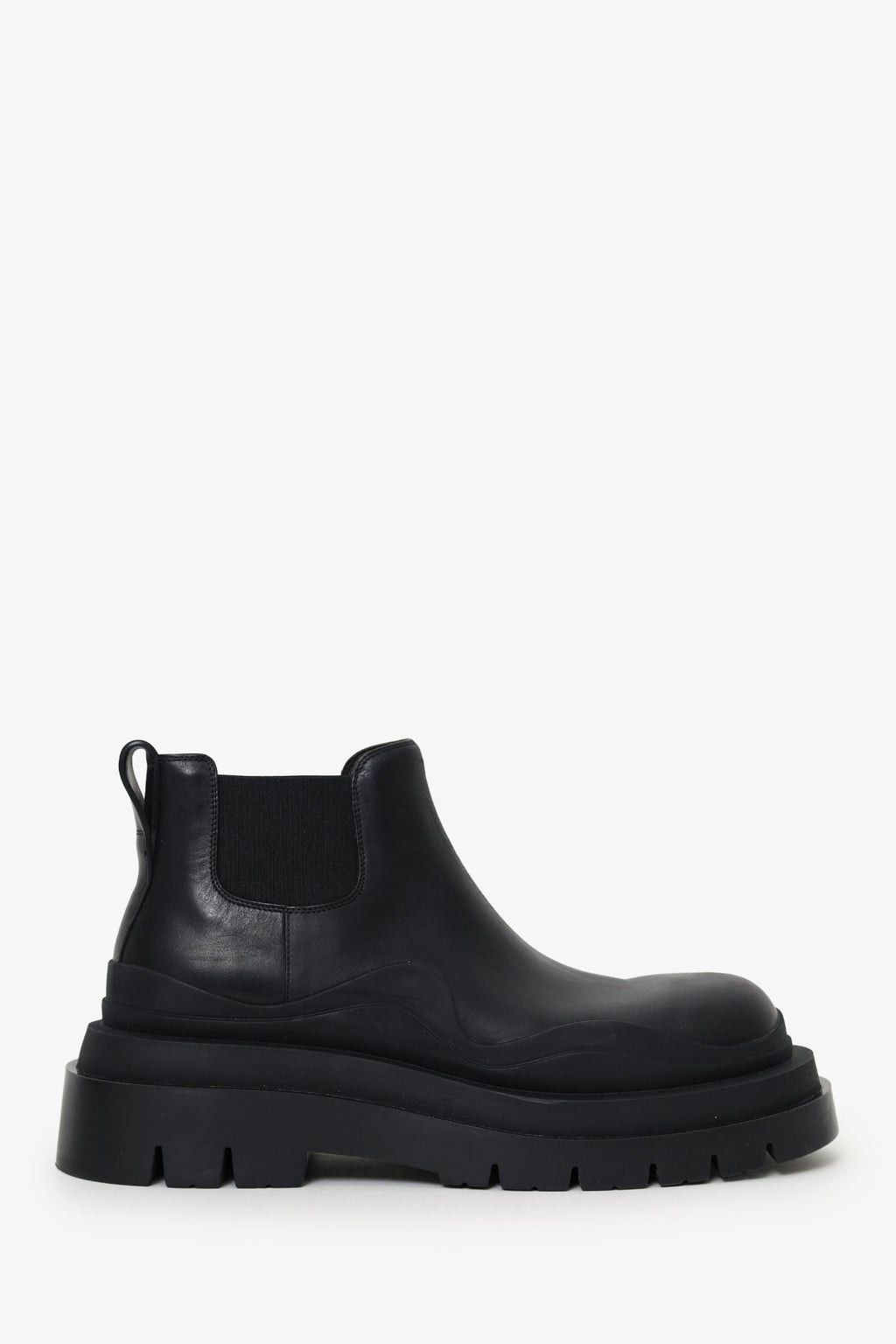 Bottega Veneta Black Leather Tire Chelsea Boots Size 38
