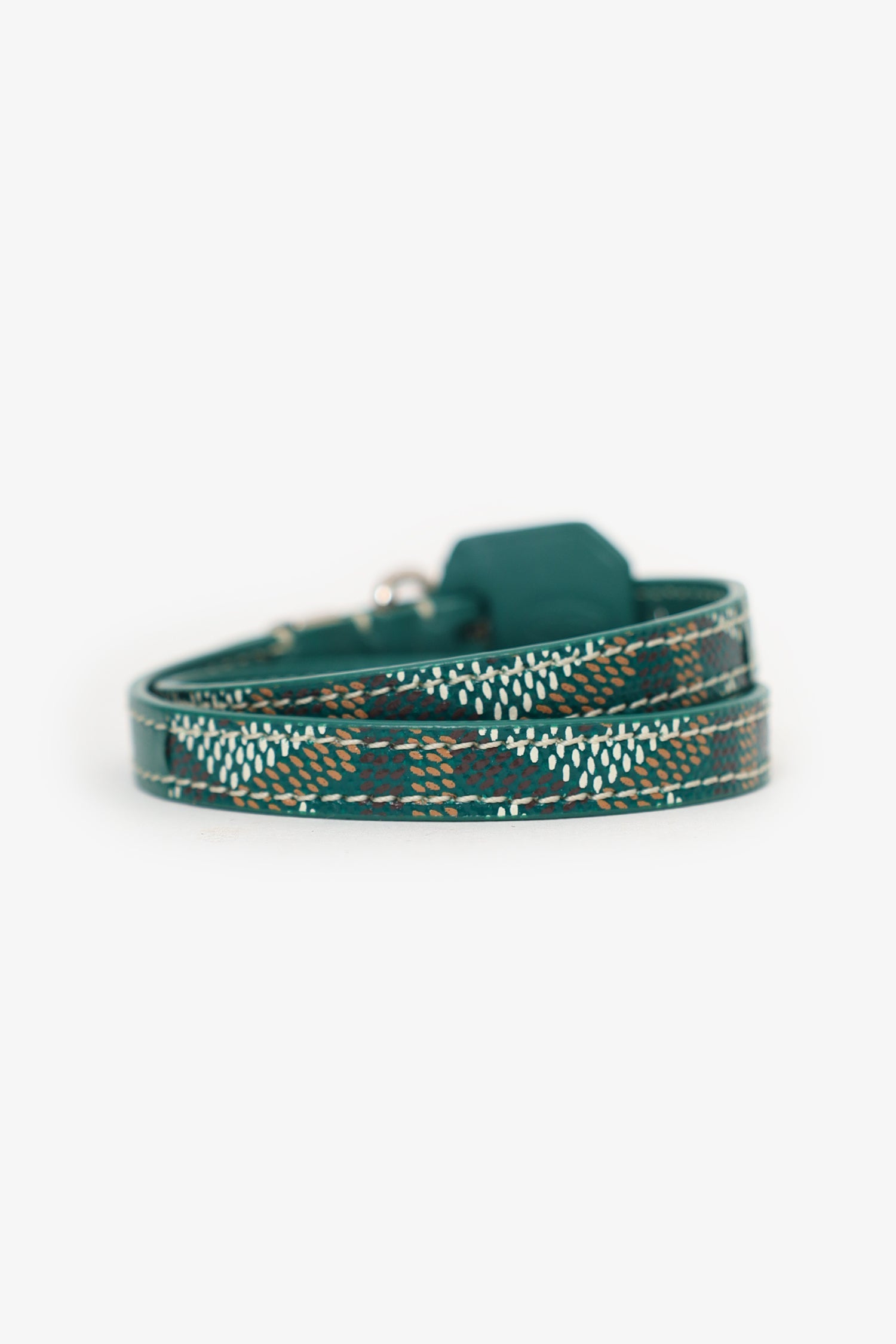 Goyard Green Leather Edmond Double Wrap Bracelet