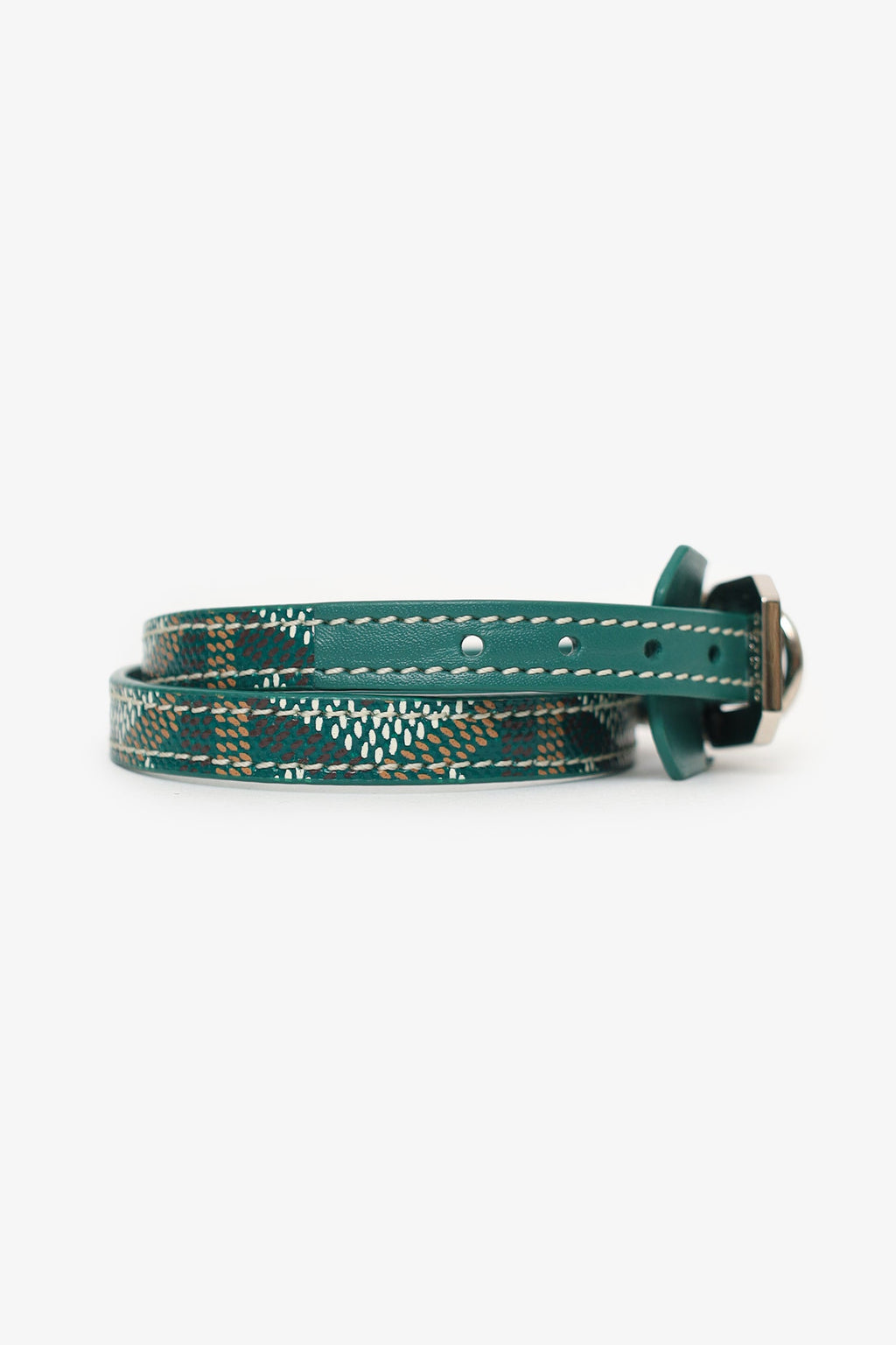 Goyard Green Leather Edmond Double Wrap Bracelet