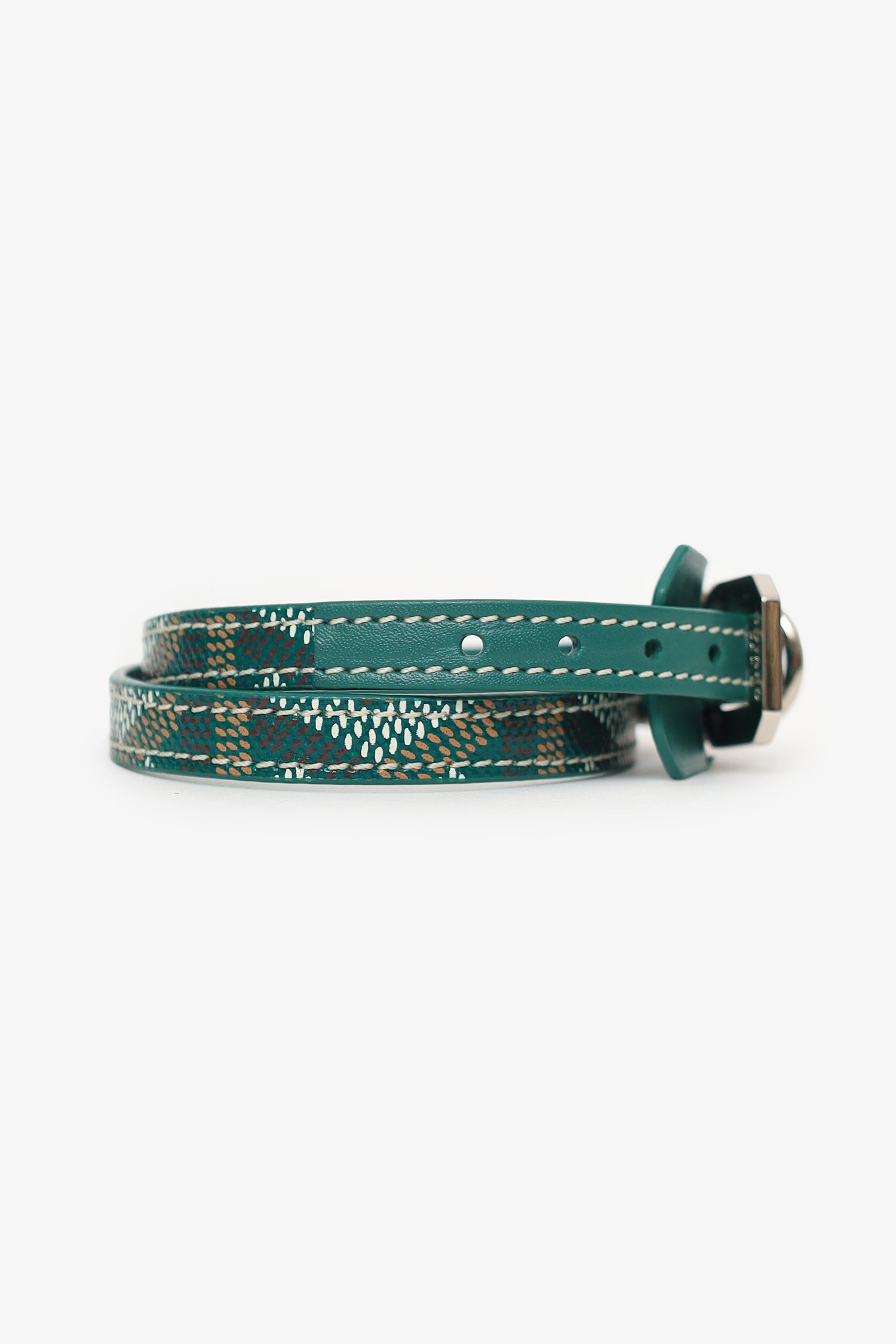 Goyard Green Leather Edmond Double Wrap Bracelet