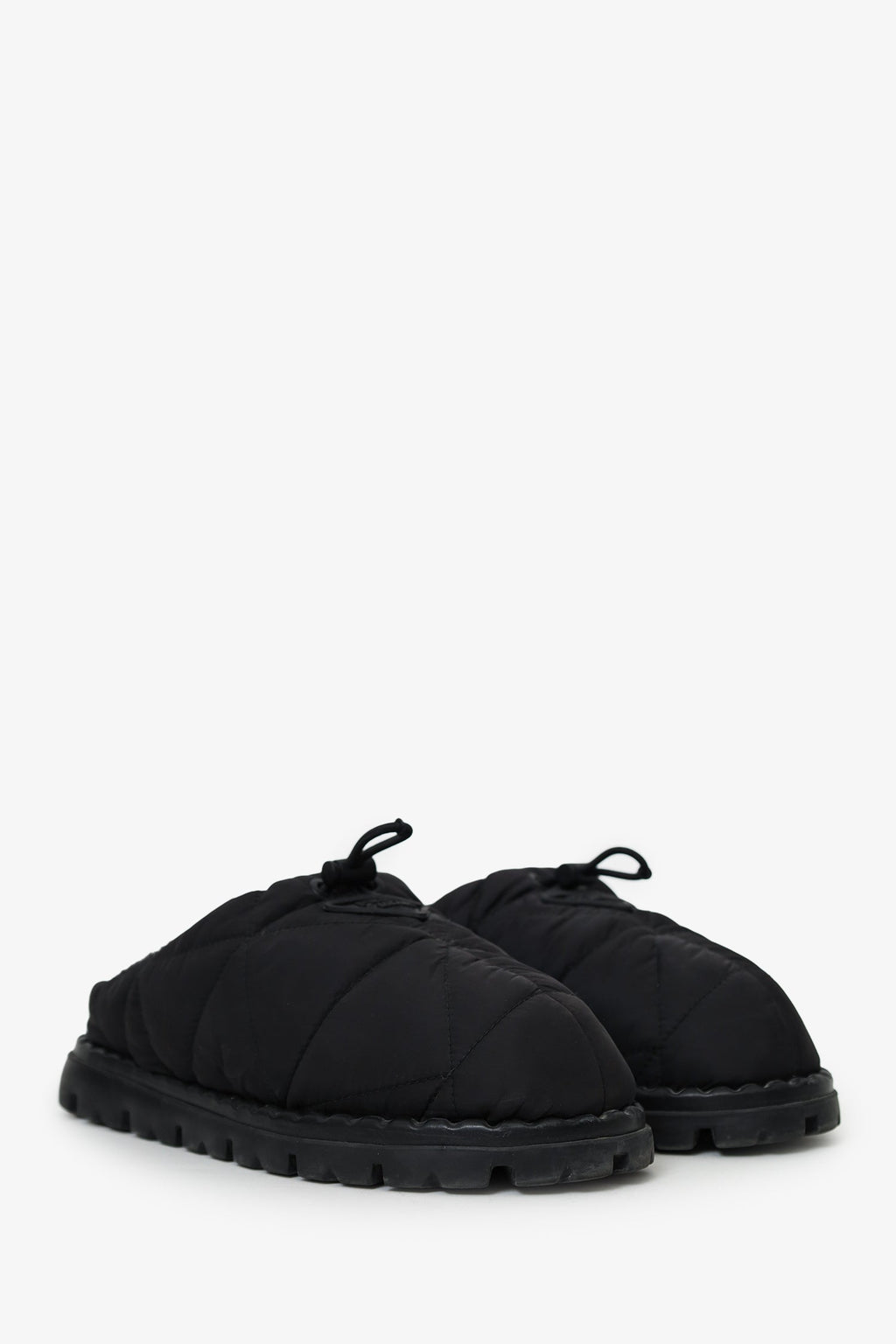 Prada Black Nylon Quilted Slipper Mule Size 38