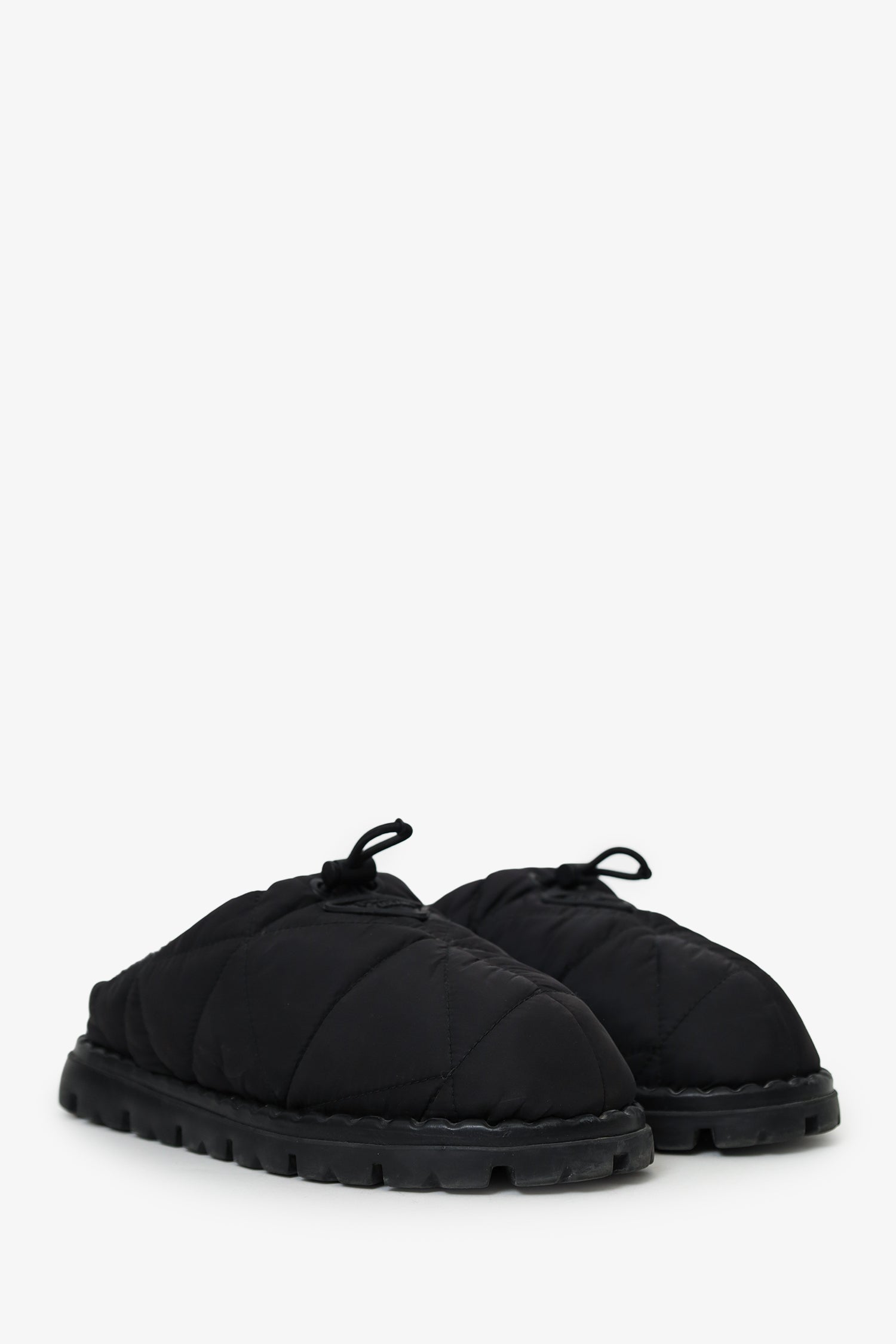 Prada Black Nylon Quilted Slipper Mule Size 38