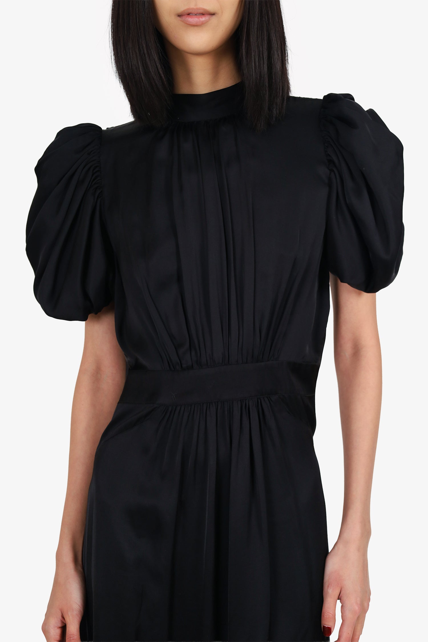 Rotate Birger Christensen Black/Crystal Embellished Puff Sleeve Dress Size 6