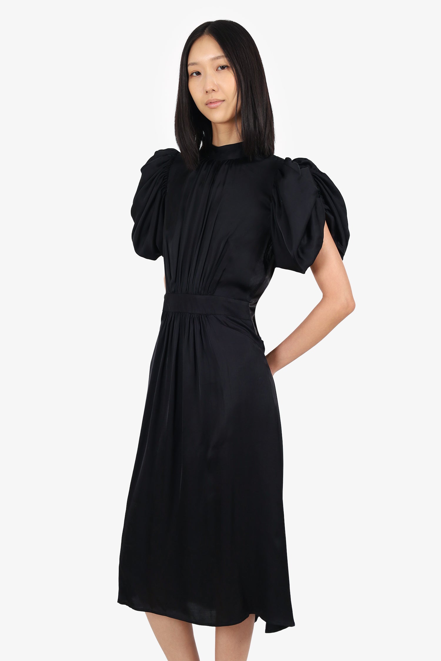 Rotate Birger Christensen Black/Crystal Embellished Puff Sleeve Dress Size 6