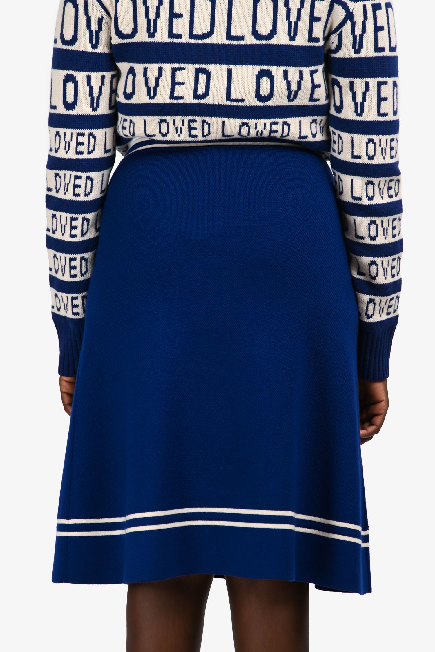 Gucci Blue Wool Midi Knit Skirt Size M
