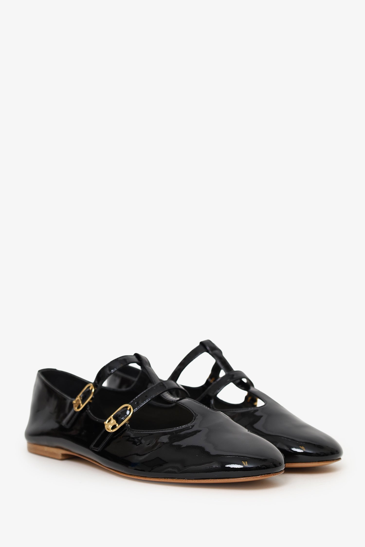 Celine Black Patent Leather Mary-Jane Flats Size 39