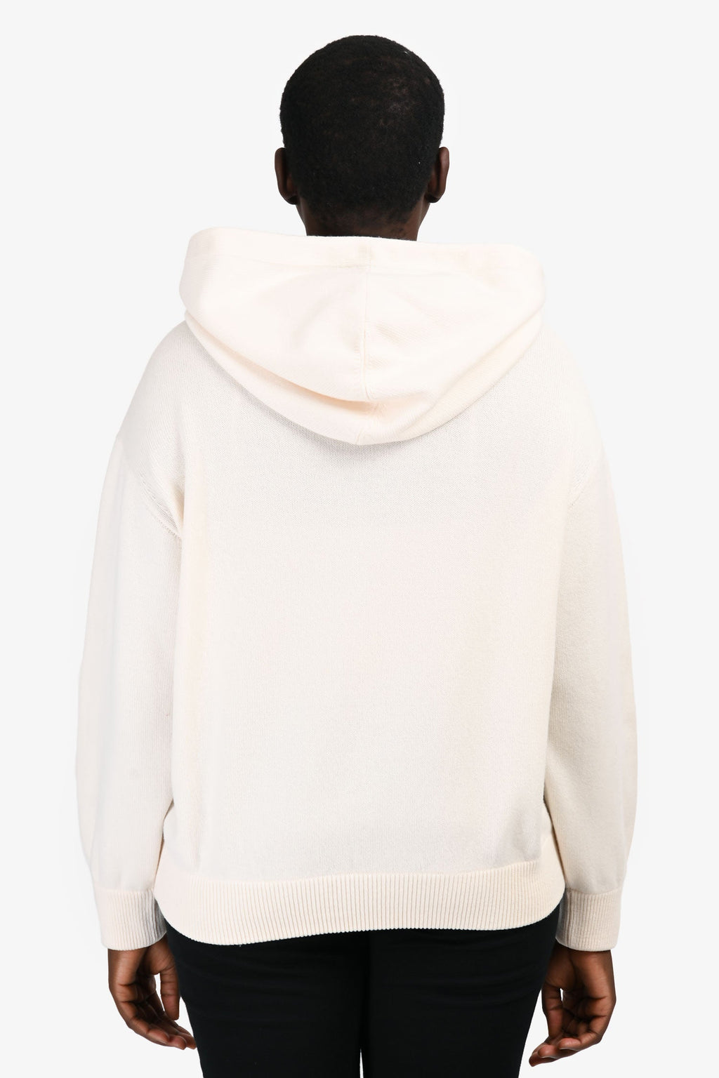 Pre-Loved Chanel™ Cream Cashmere 'La Pausa' Logo Hooded Sweater Size 46