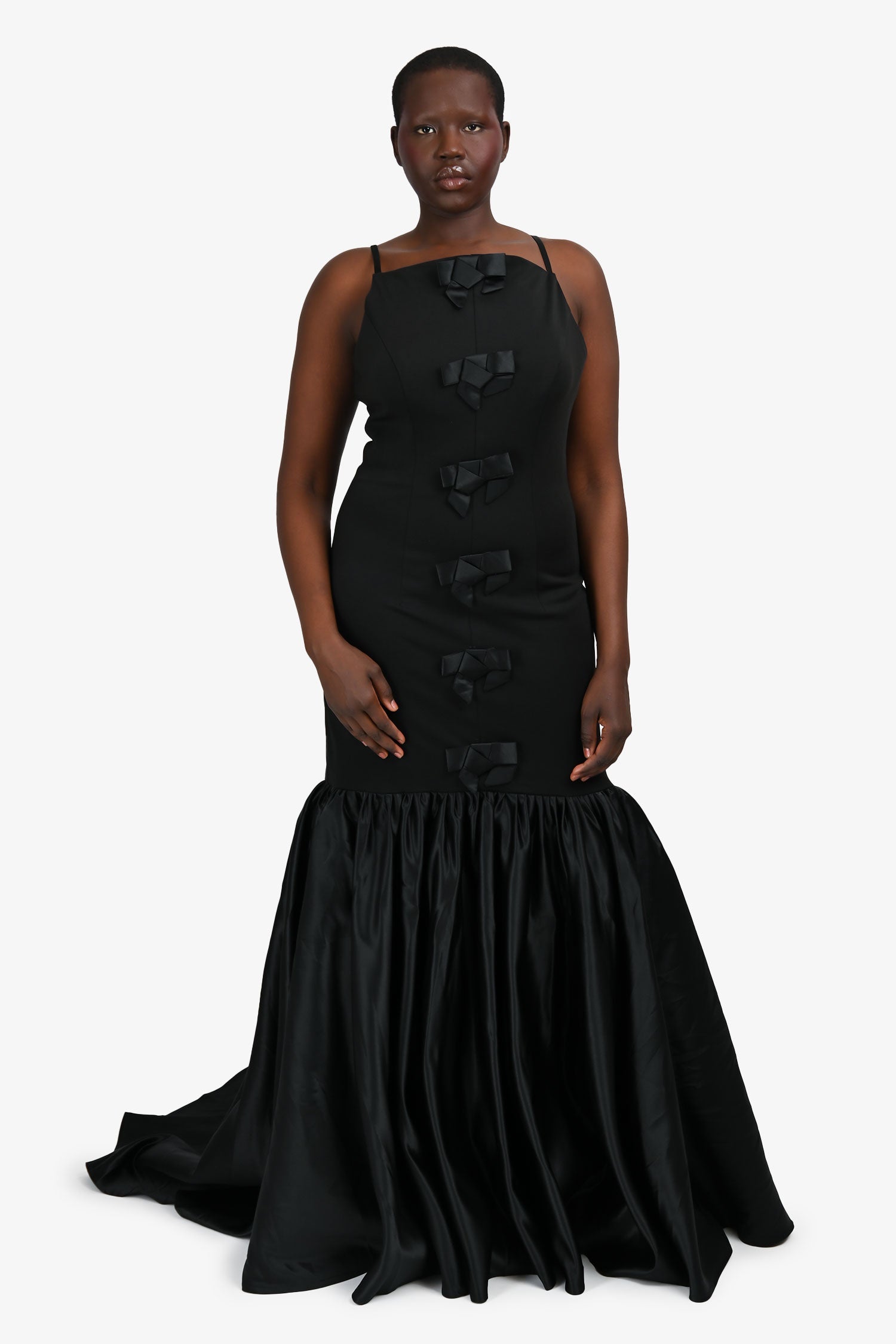 I The Label Black Bow Ruffled Skirt Gown Size 3XL