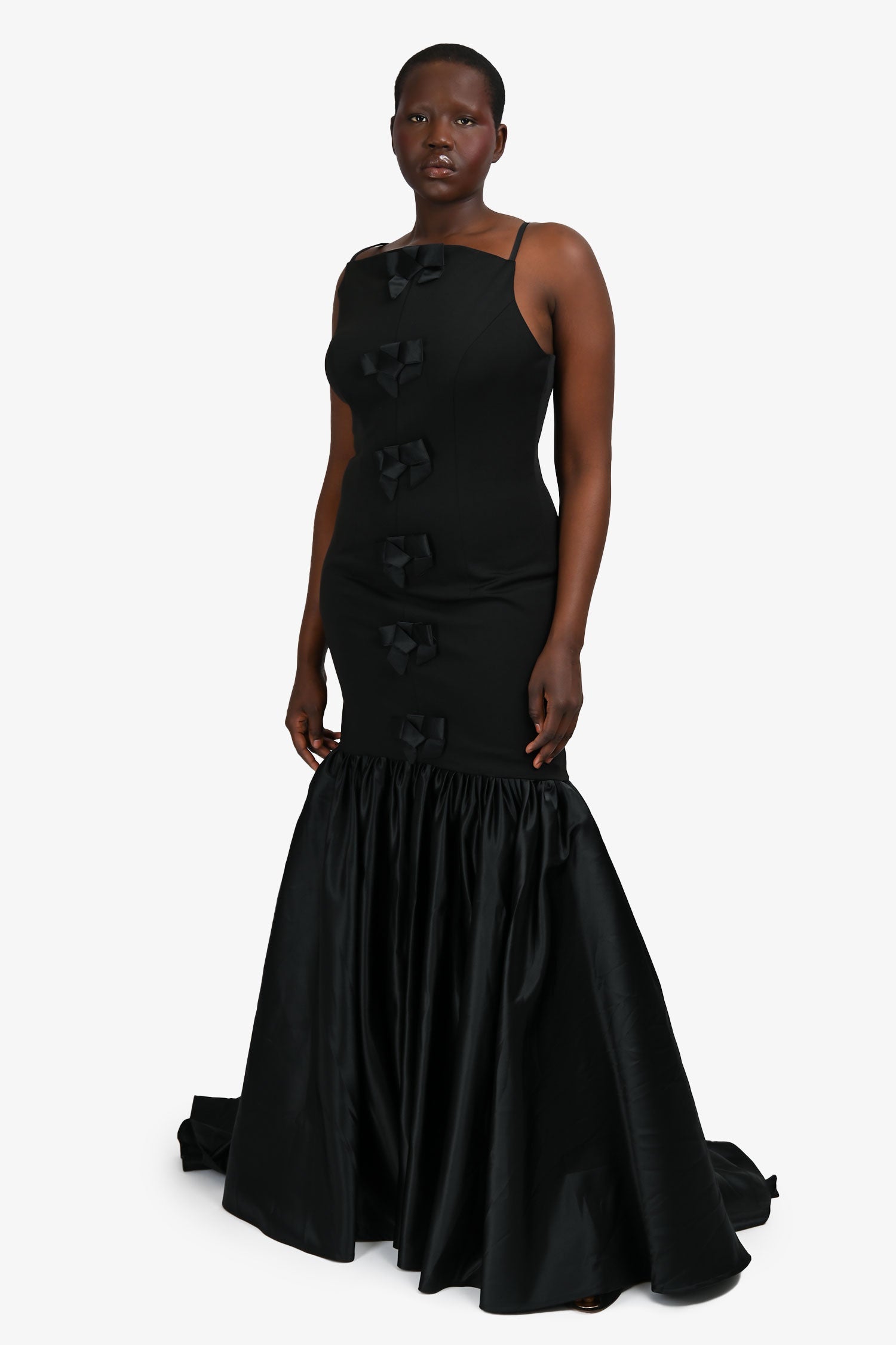 I The Label Black Bow Ruffled Skirt Gown Size 3XL