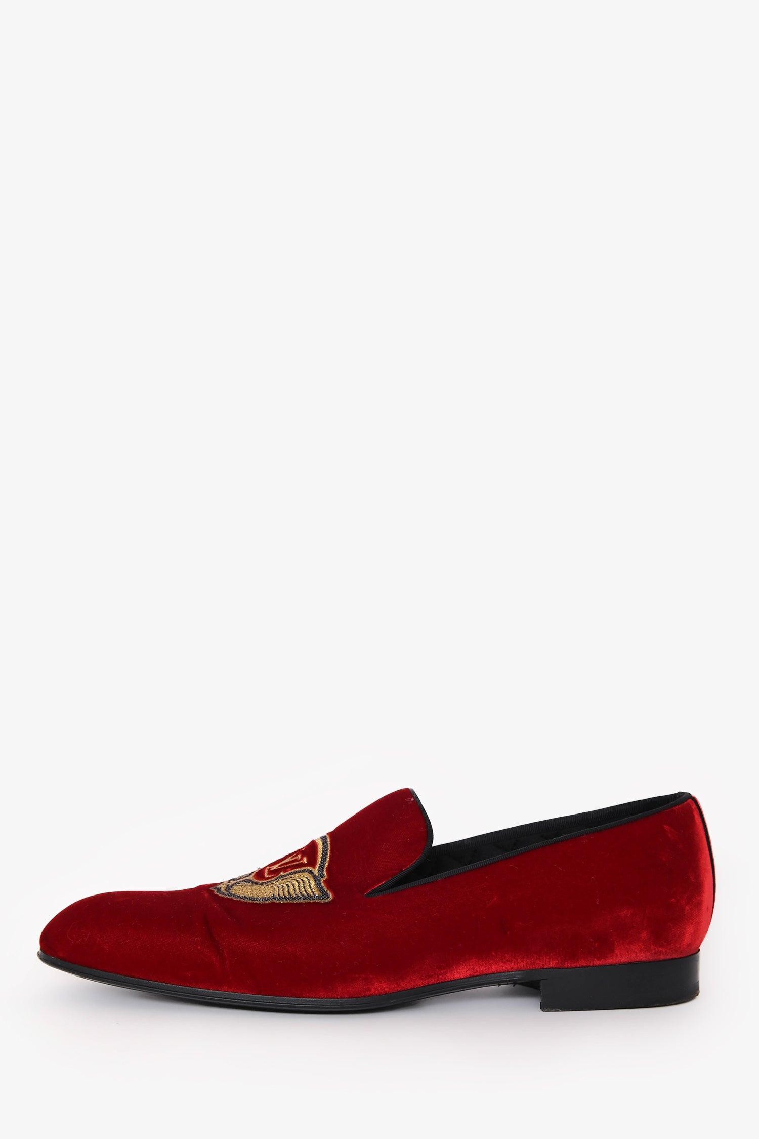 Louis Vuitton Red Velvet Slip-On 'Auteuil' Loafers Size 9 Mens