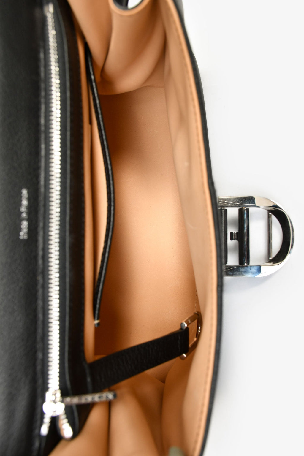 Delvaux Black Leather Brillant MM Top Handle Bag With Strap