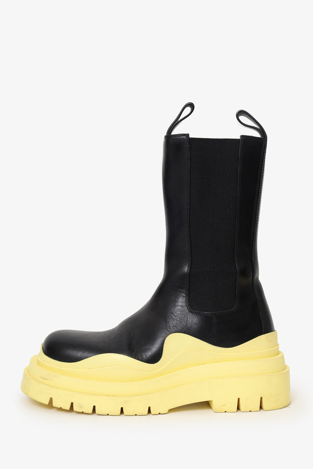 Bottega Veneta Black/Yellow Tire Chelsea Boots Size 35