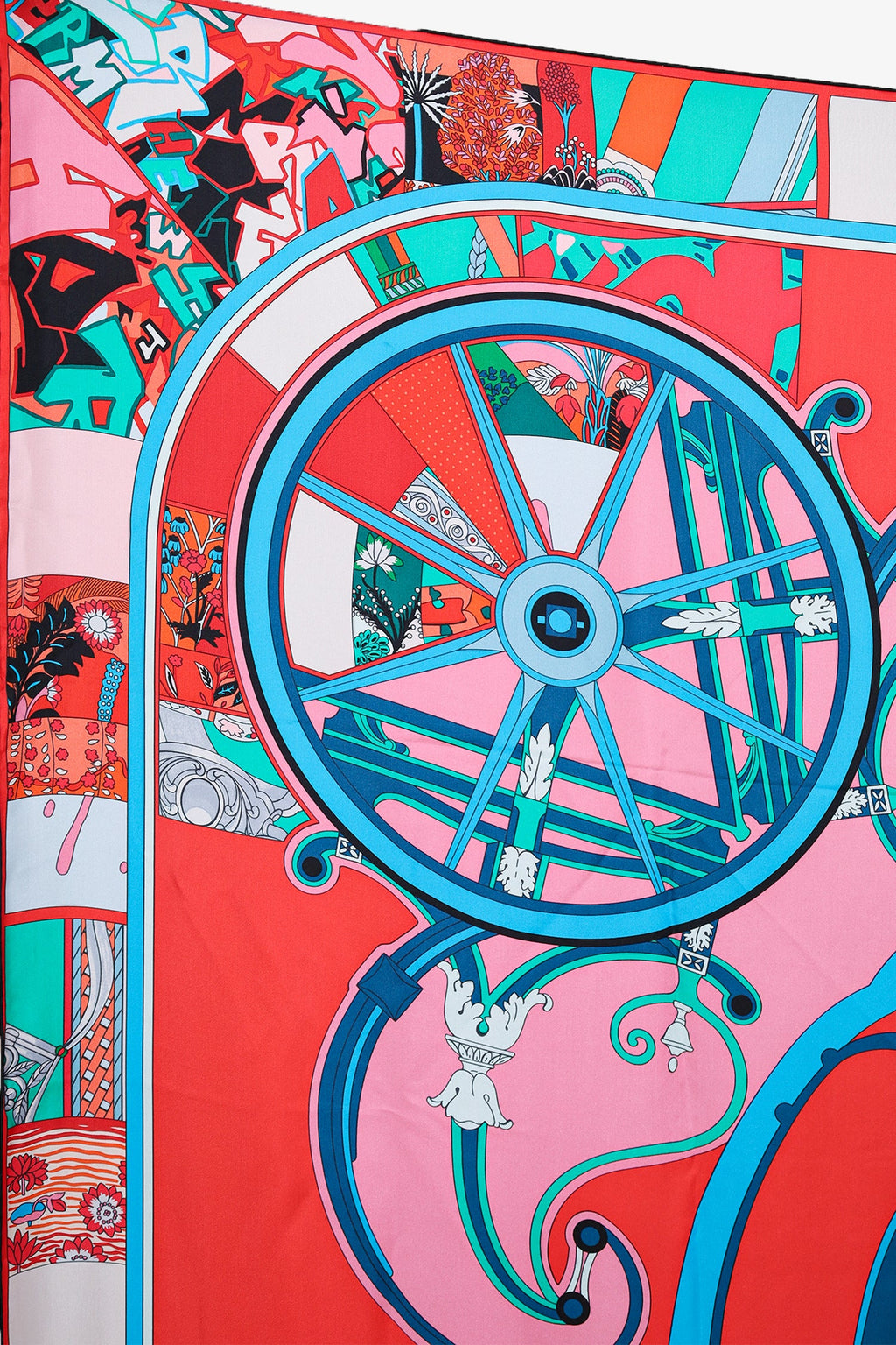 Hermès Teal/Red/Multi Silk 'Washington's Carriage' Scarf 140