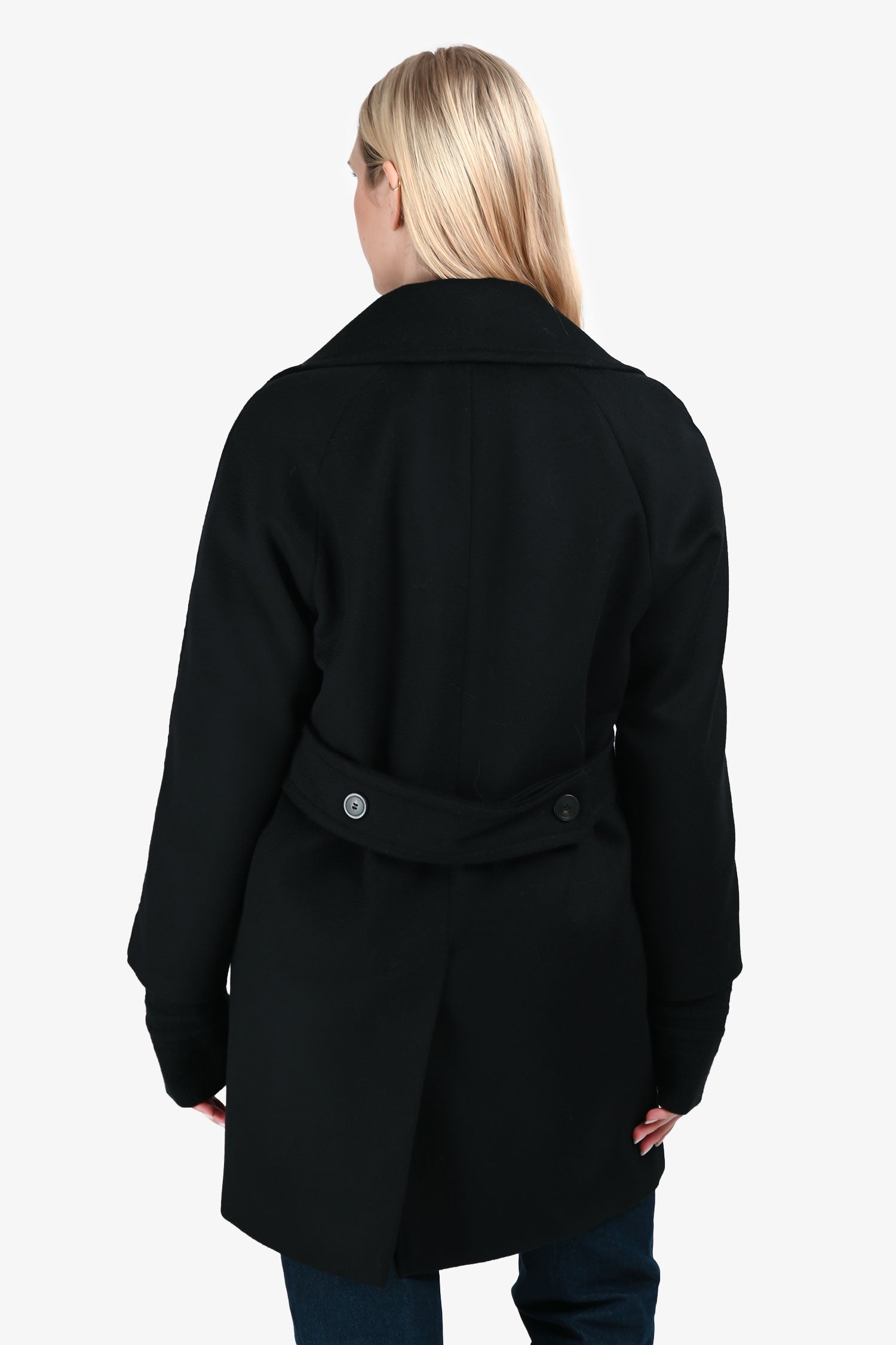 Weekend Max Mara Black Wool Double Breasted Belted Coat Size 2