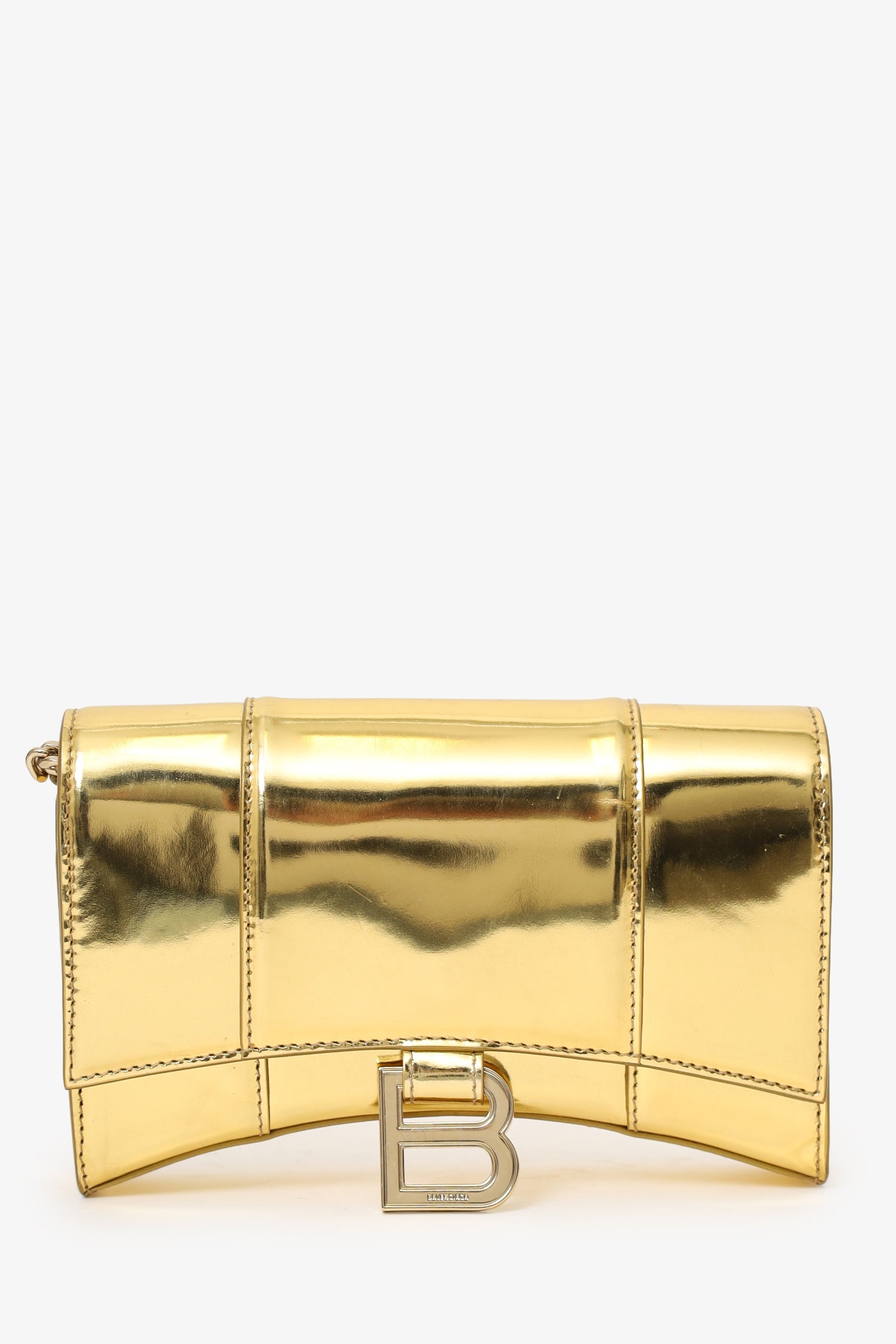 Balenciaga Gold Hourglass Wallet On Chain