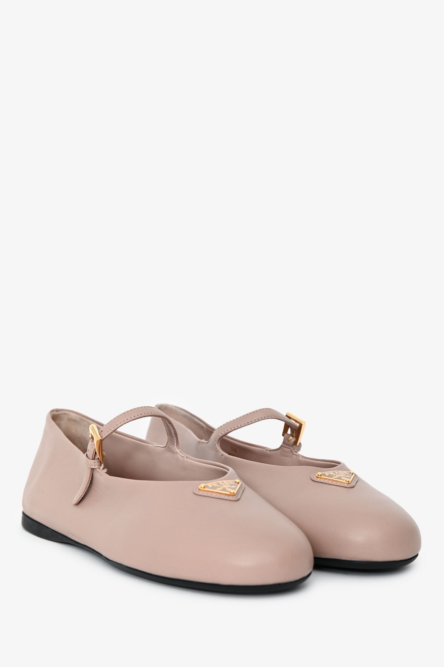 Prada Blush Leather Mary Jane Ballet Flats Size 38