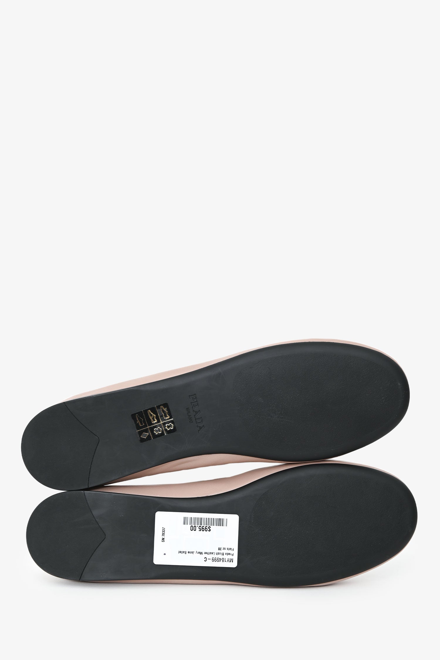 Prada Blush Leather Mary Jane Ballet Flats Size 38