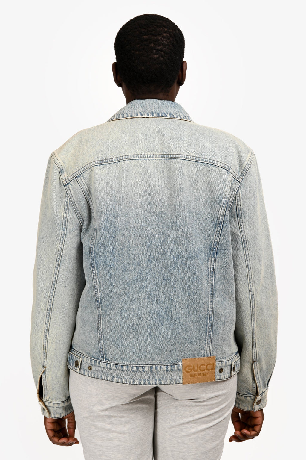 Gucci Blue Denim/GG Jacquard Reversible Jacket Size 46 Mens