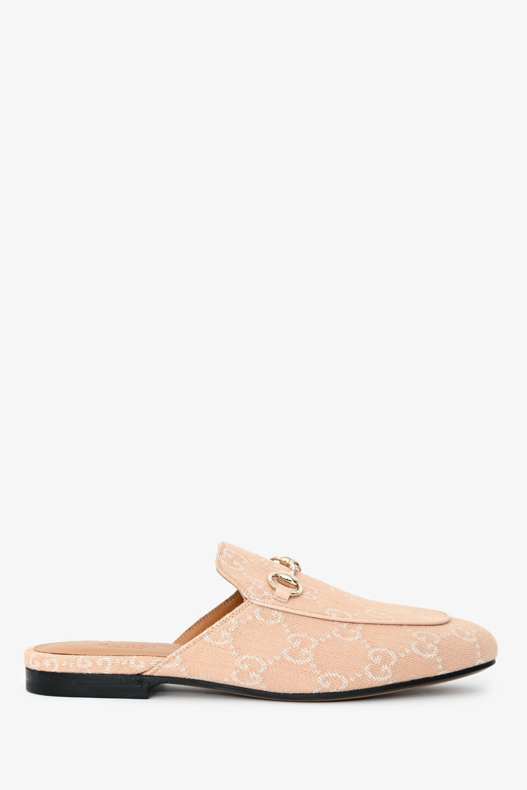 Gucci Beige Monogram Denim Princetown Slip On Mules Size 37