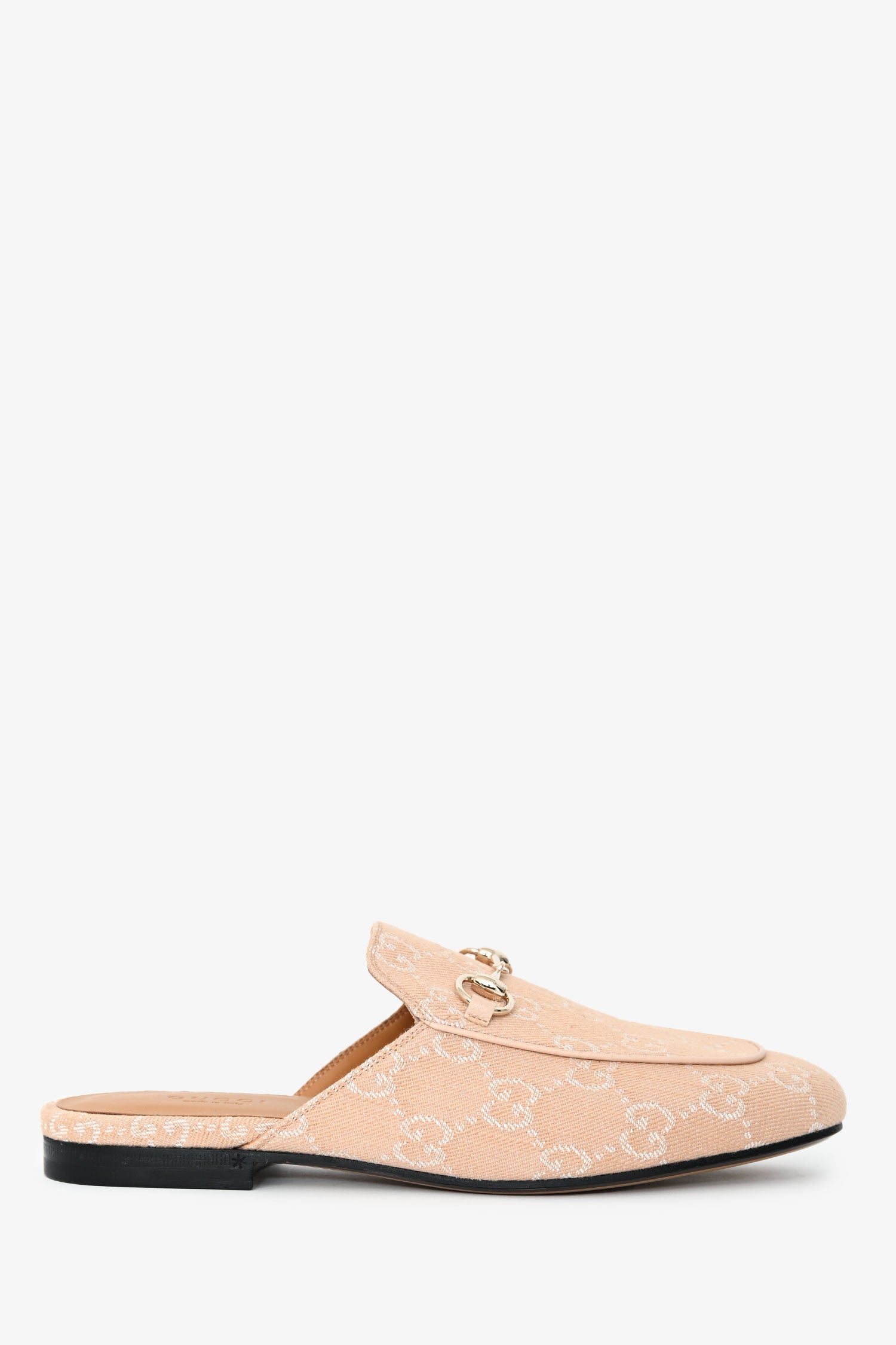 Gucci Beige Monogram Denim Princetown Slip On Mules Size 37