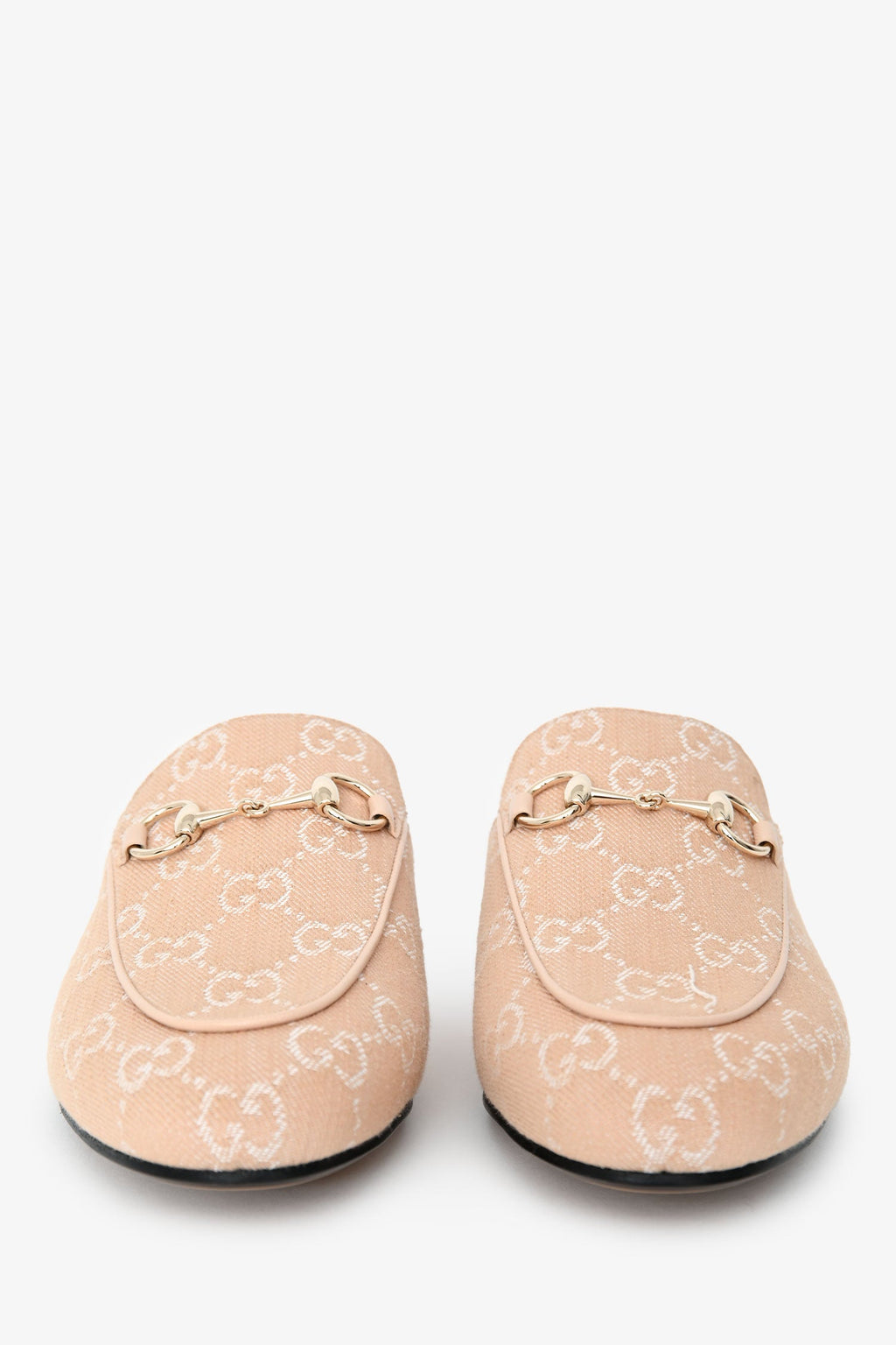 Gucci Beige Monogram Denim Princetown Slip On Mules Size 37