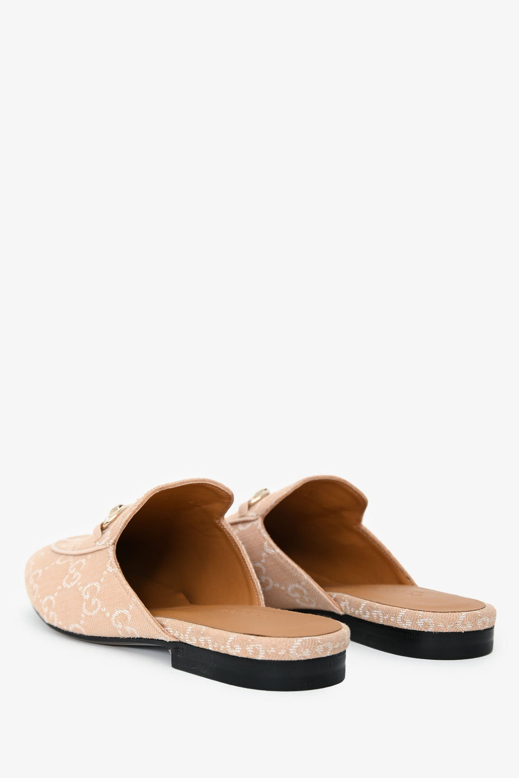 Gucci Beige Monogram Denim Princetown Slip On Mules Size 37