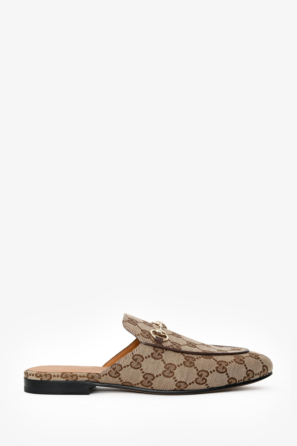 Gucci Brown Monogram Canvas Princetown Slip On Mules Size 37.5