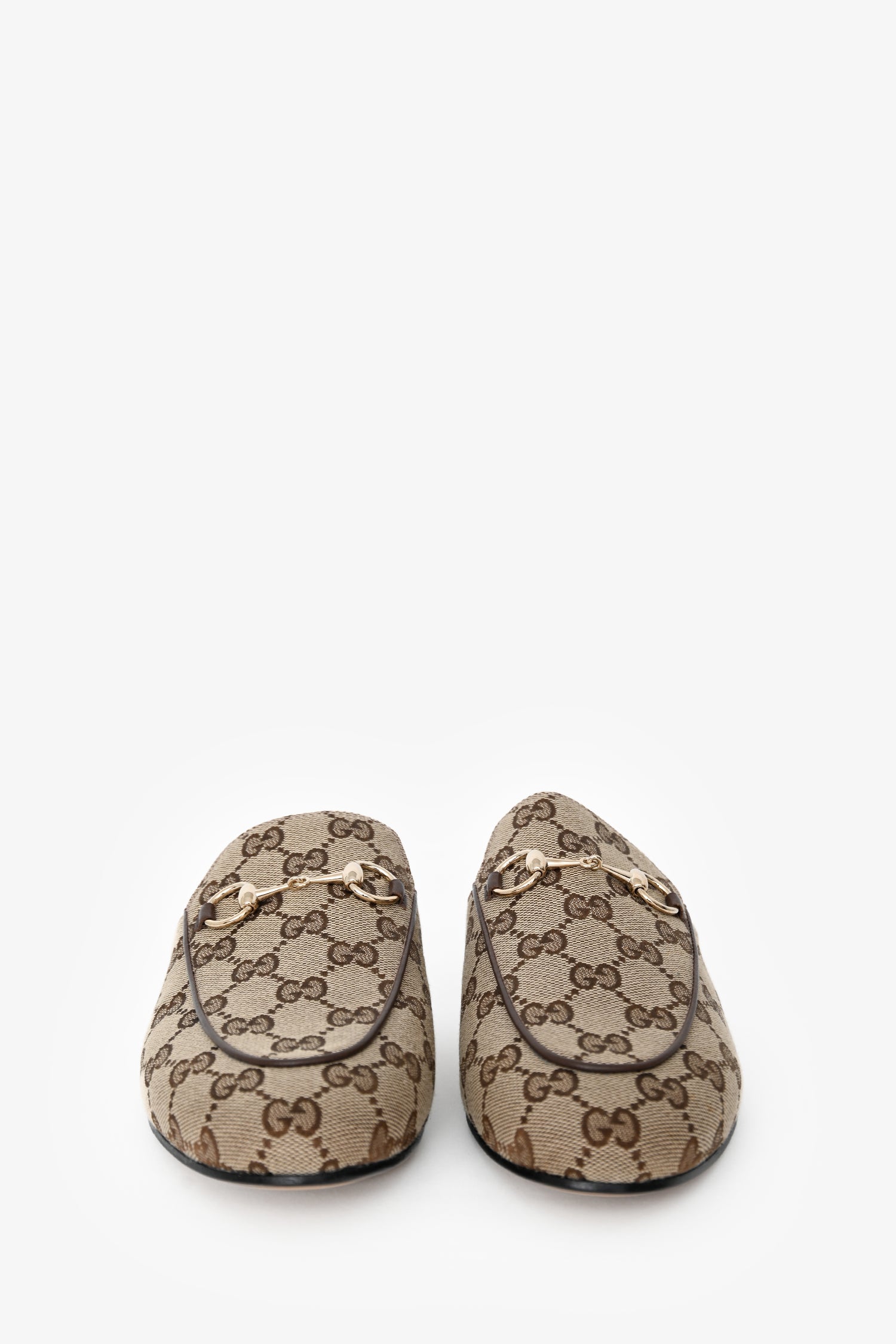 Gucci Brown Monogram Canvas Princetown Slip On Mules Size 37.5