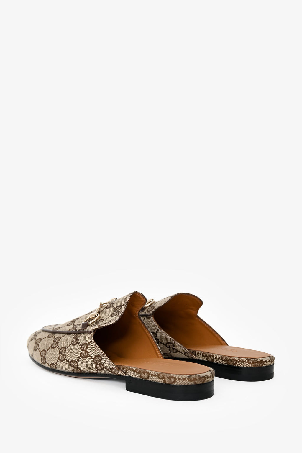 Gucci Brown Monogram Canvas Princetown Slip On Mules Size 37.5
