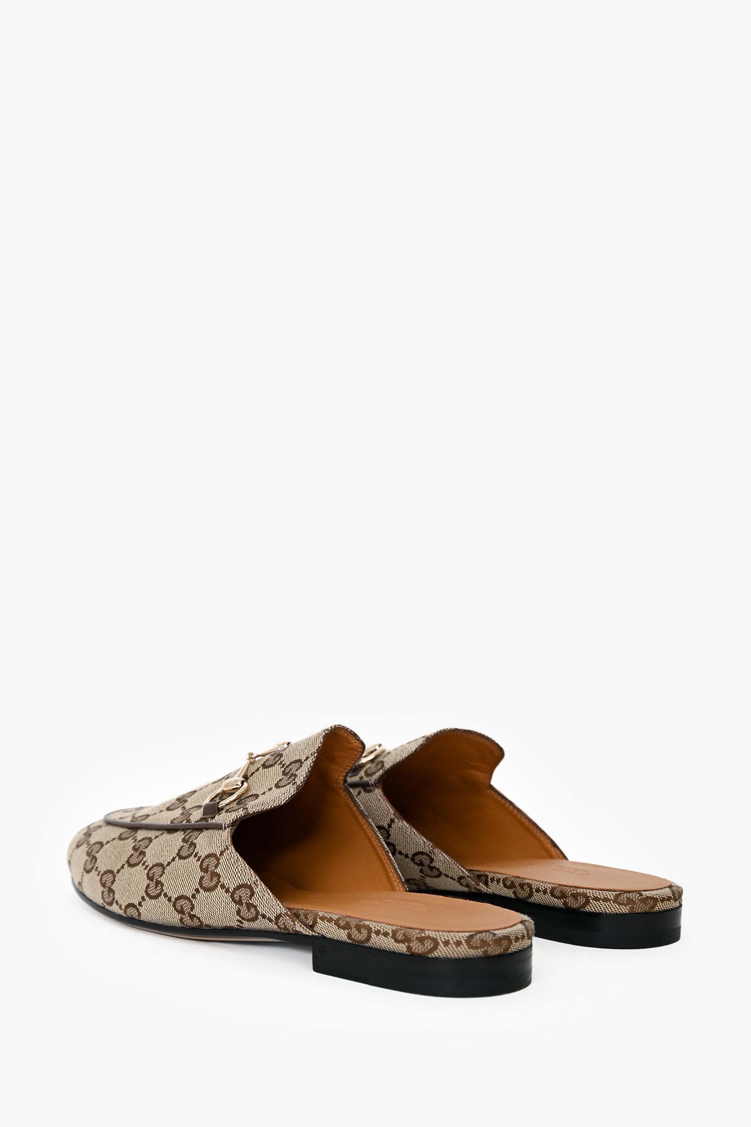 Gucci Brown Monogram Canvas Princetown Slip On Mules Size 37.5