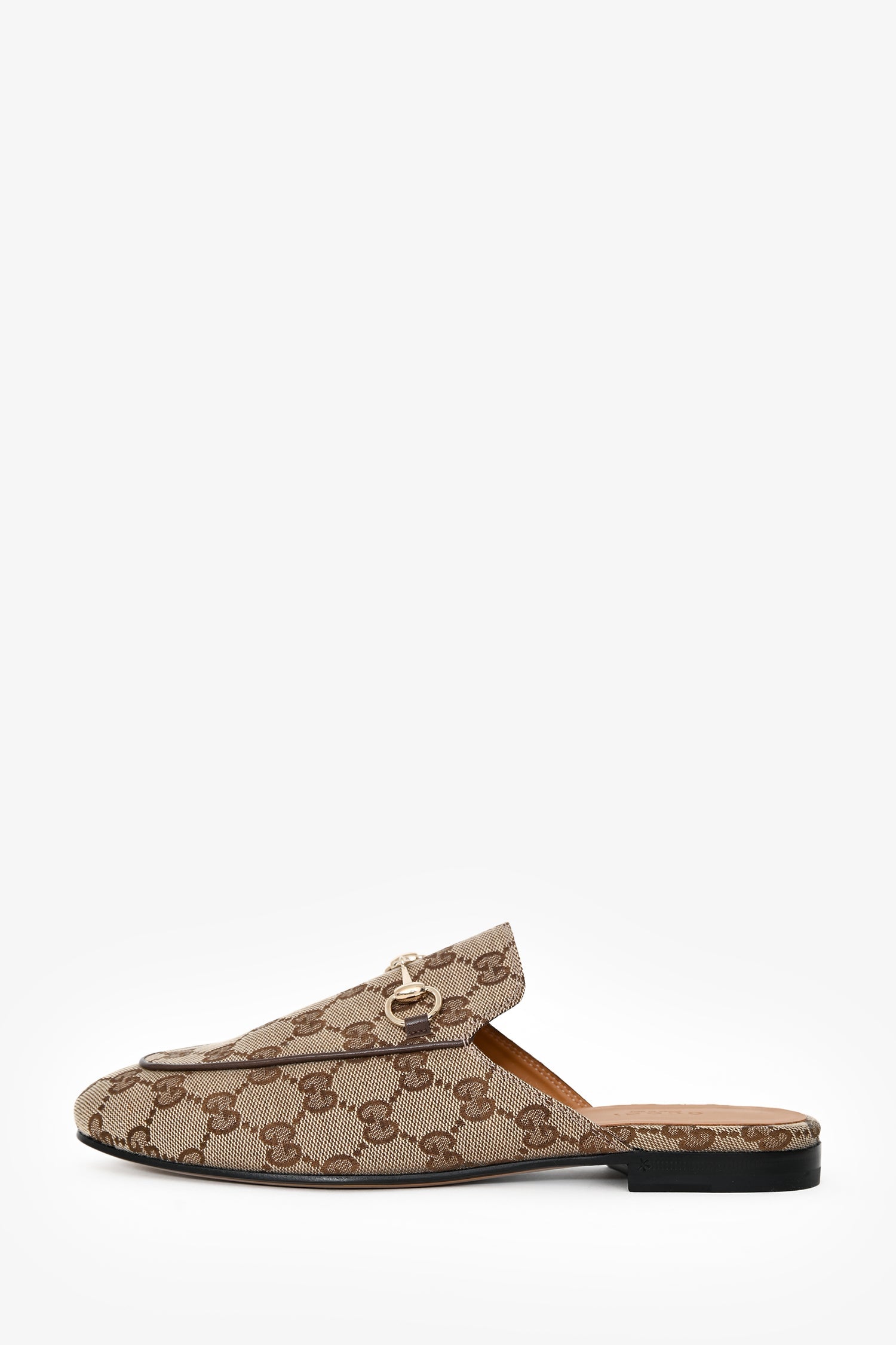 Gucci Brown Monogram Canvas Princetown Slip On Mules Size 37.5