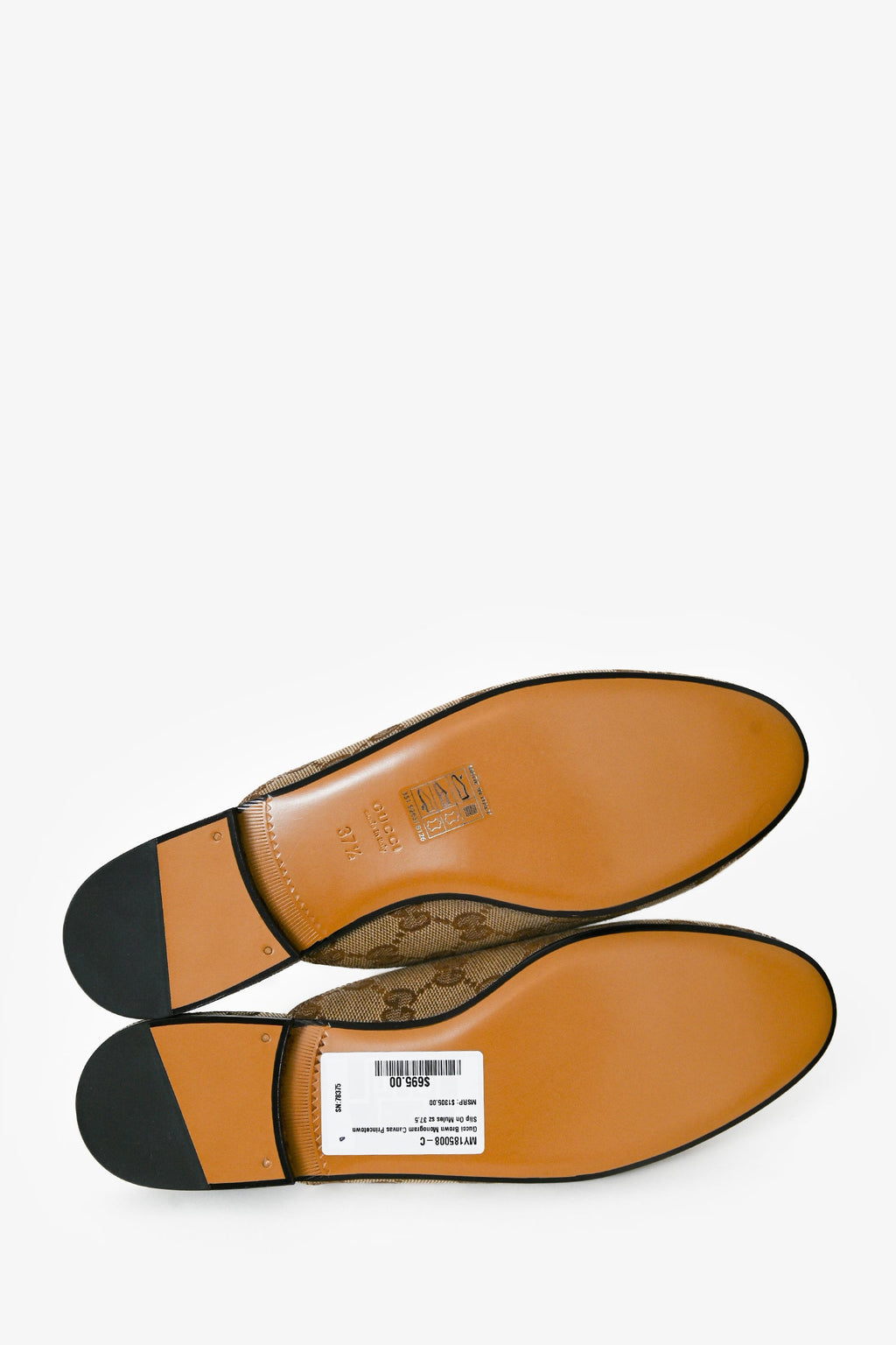 Gucci Brown Monogram Canvas Princetown Slip On Mules Size 37.5