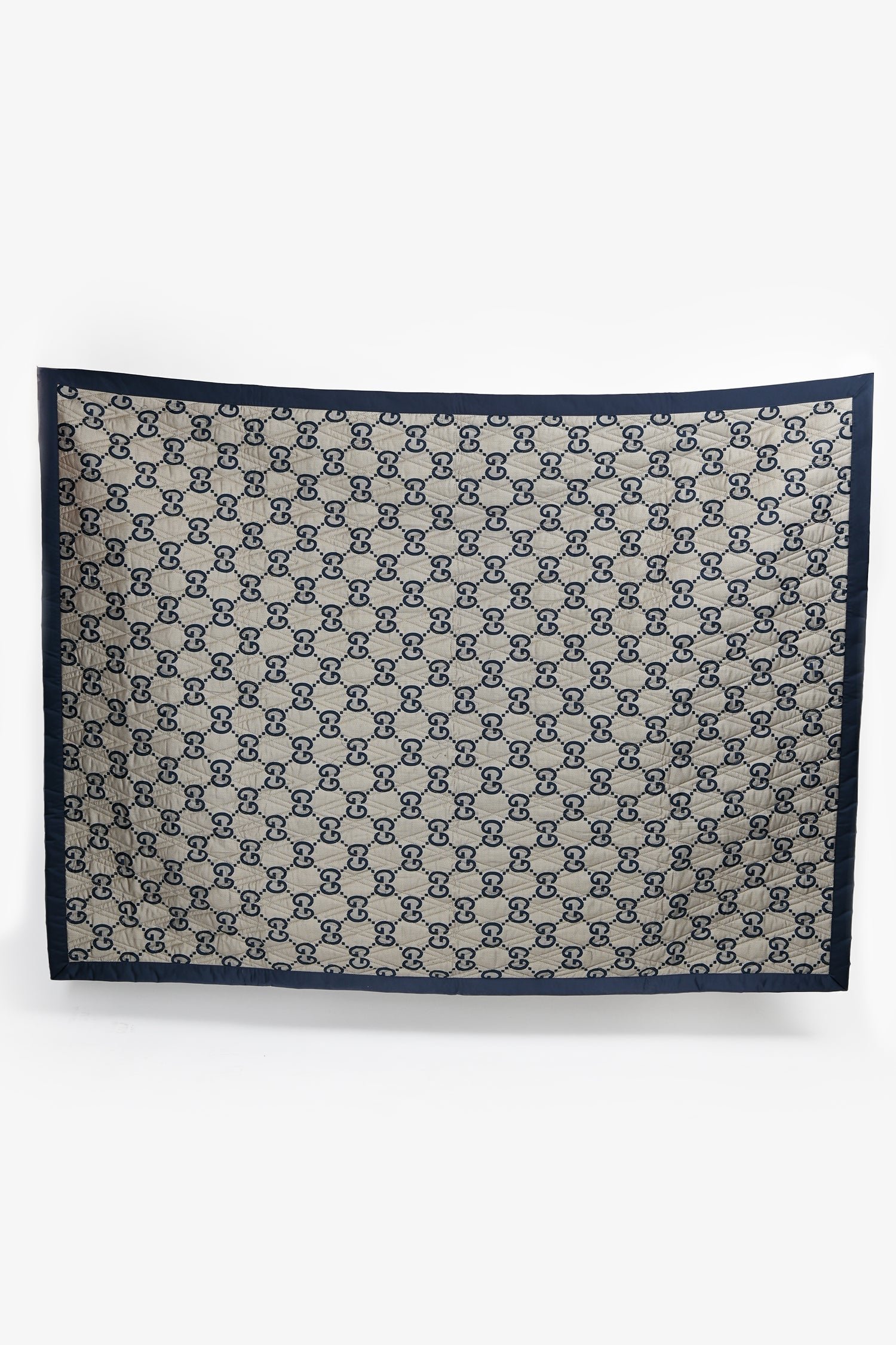 Gucci Beige/Blue Double-Sided GG Quilted Cotton Blanket