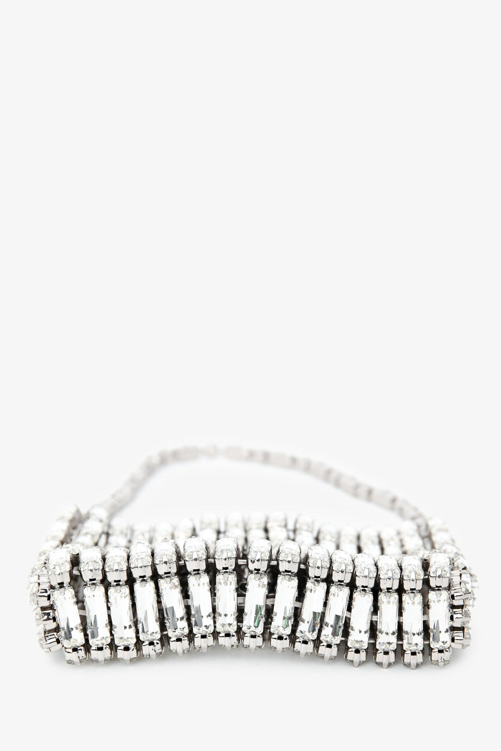 Saint Laurent Silver Tone Crystal Logo Micro Evening Bag