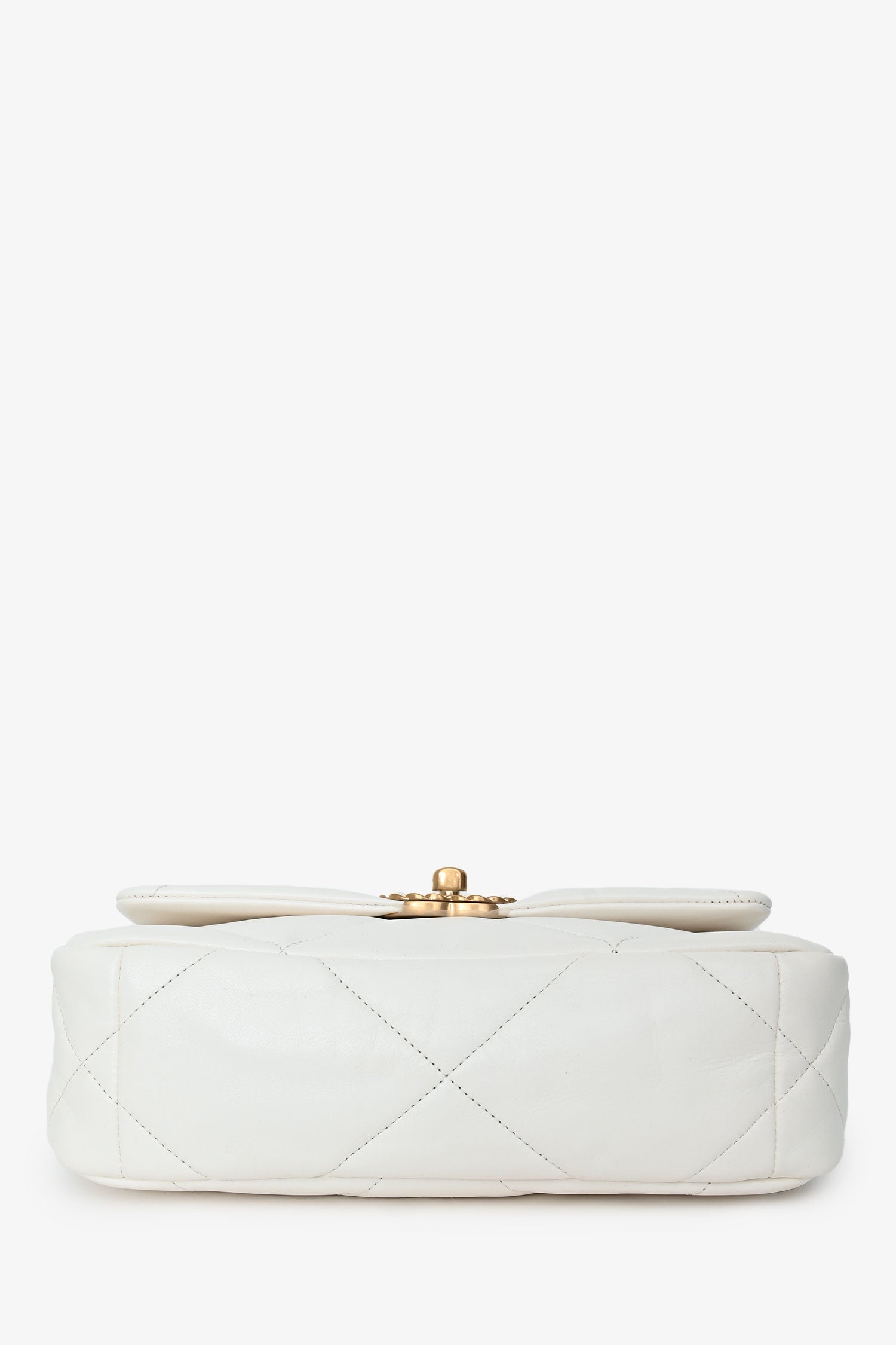 Pre-Loved Chanel™ White Lambskin Leather Quilted CC Small 19 Flap Bag