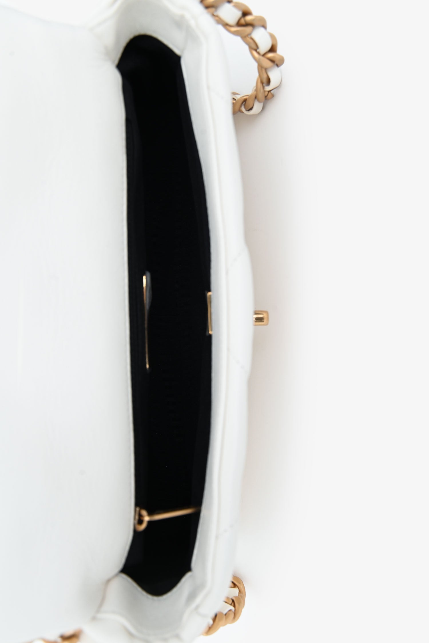 Pre-Loved Chanel™ White Lambskin Leather Quilted CC Small 19 Flap Bag