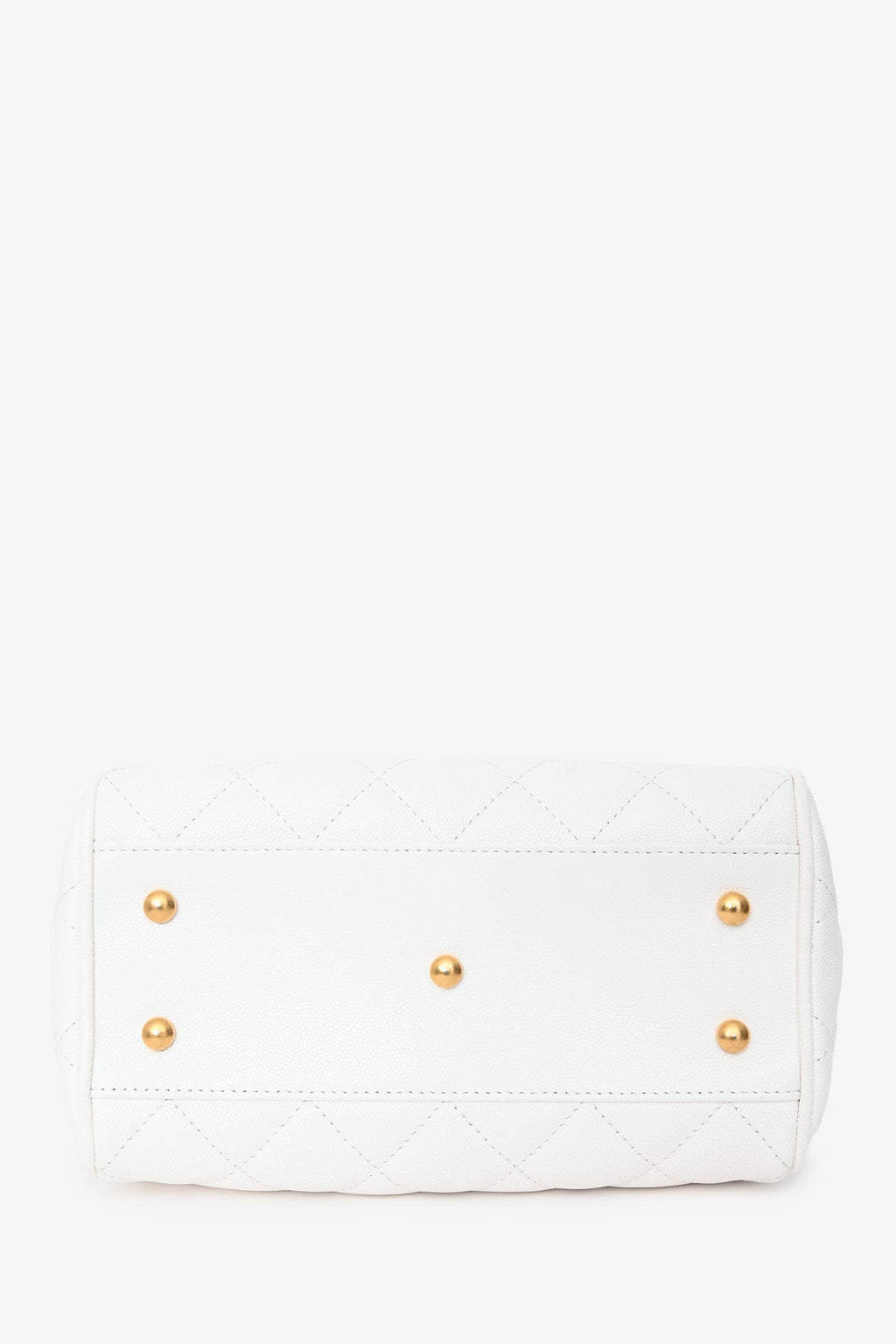 Pre-Loved Chanel™ White Caviar Leather Bowling Bag With Gold Hardware