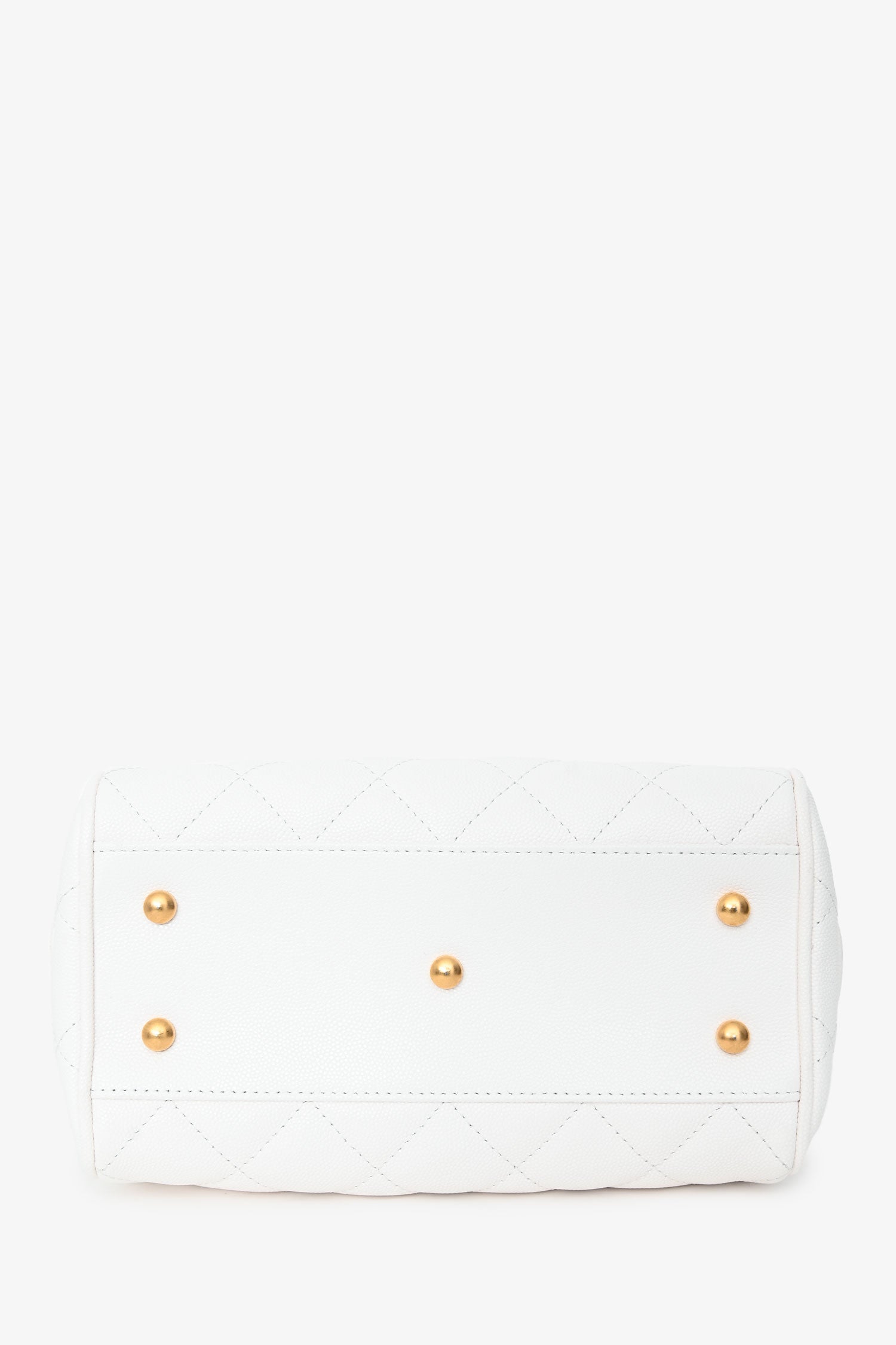 Pre-Loved Chanel™ White Caviar Leather Bowling Bag With Gold Hardware