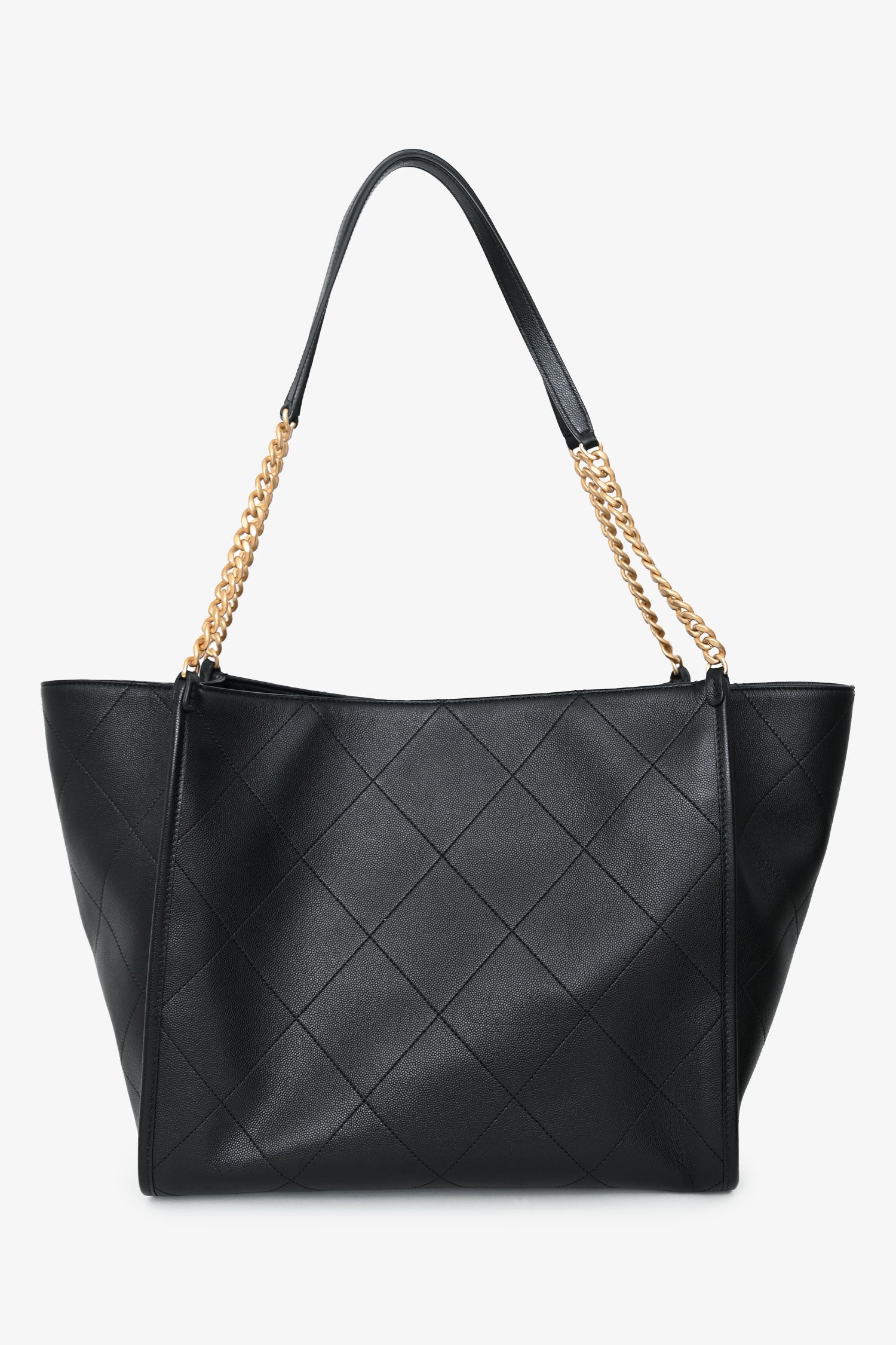 Pre-Loved Chanel™ 2025 Black Lambskin CC Large Shopping Tote with Pouch