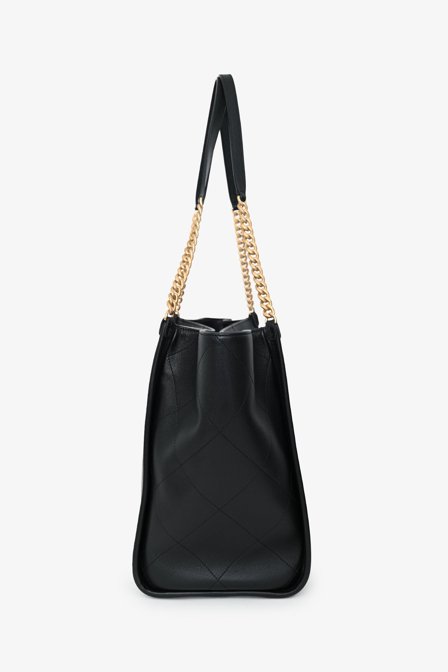 Pre-Loved Chanel™ 2025 Black Lambskin CC Large Shopping Tote with Pouch