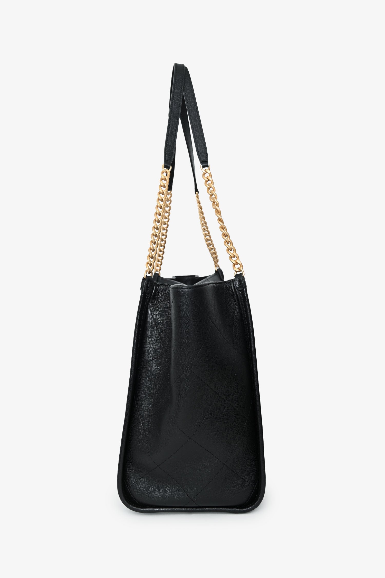 Pre-Loved Chanel™ 2025 Black Lambskin CC Large Shopping Tote with Pouch
