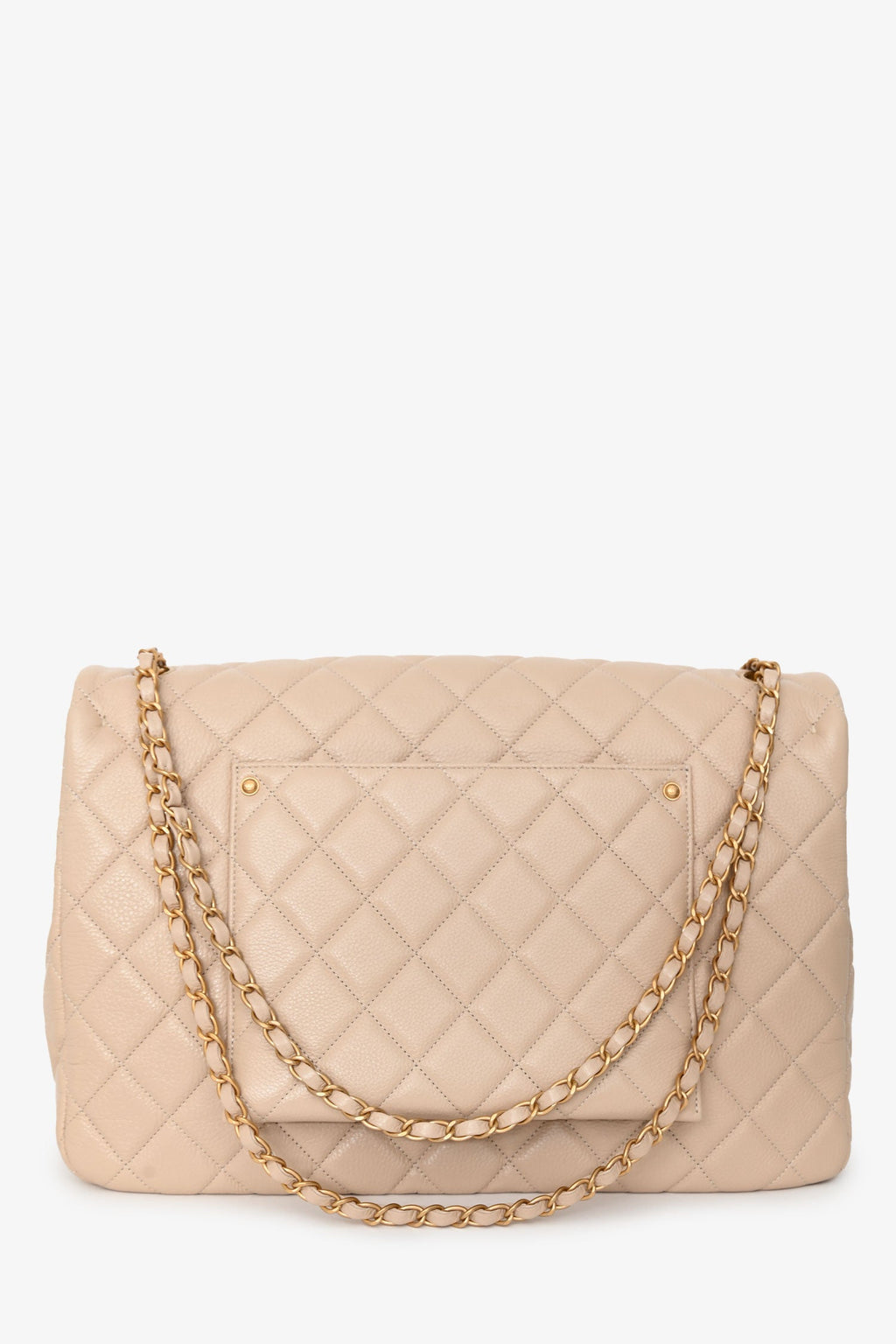 Pre-Loved Chanel™ Beige Calfskin Leather Airline XXL Single Flap Bag