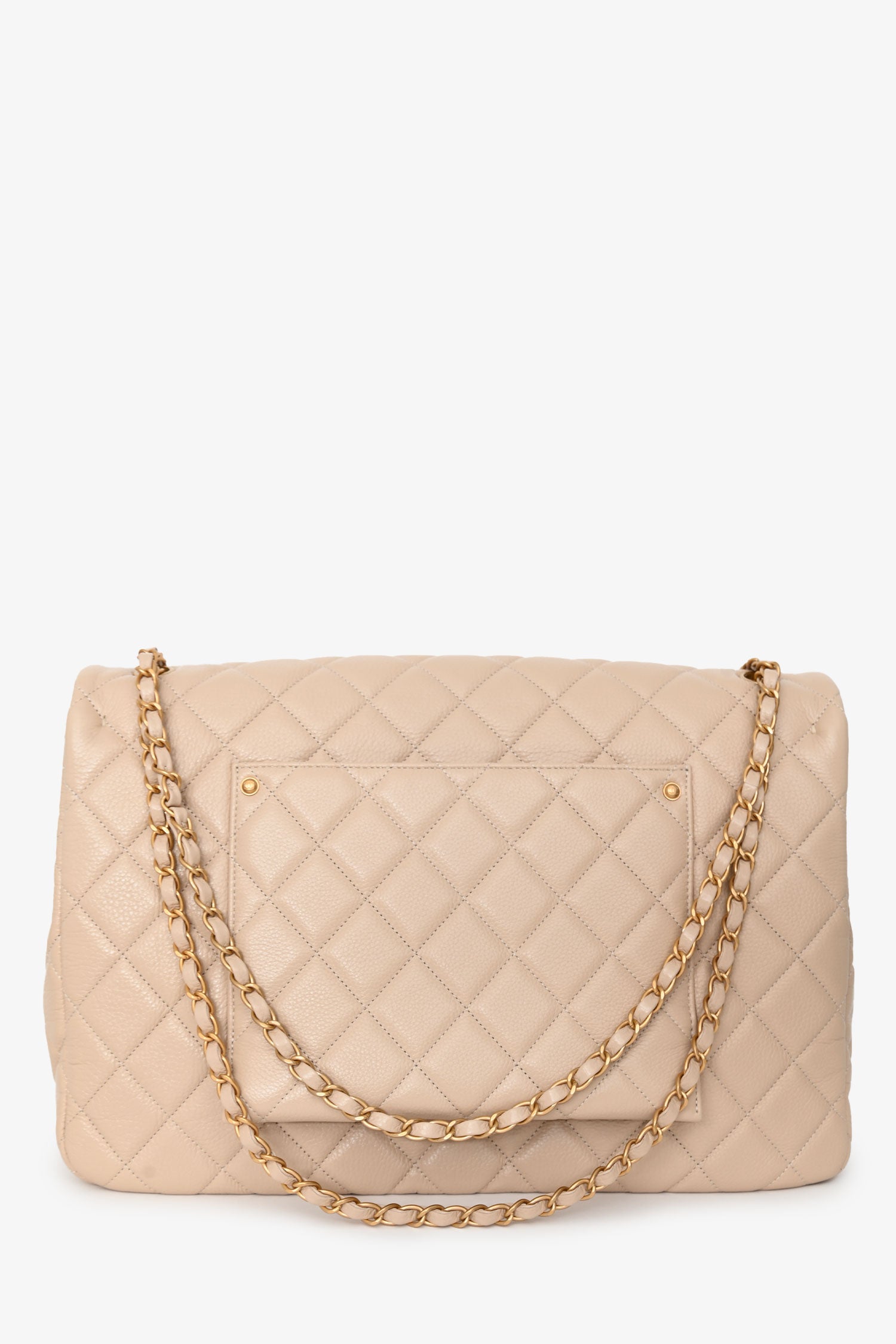 Pre-Loved Chanel™ Beige Calfskin Leather Airline XXL Single Flap Bag