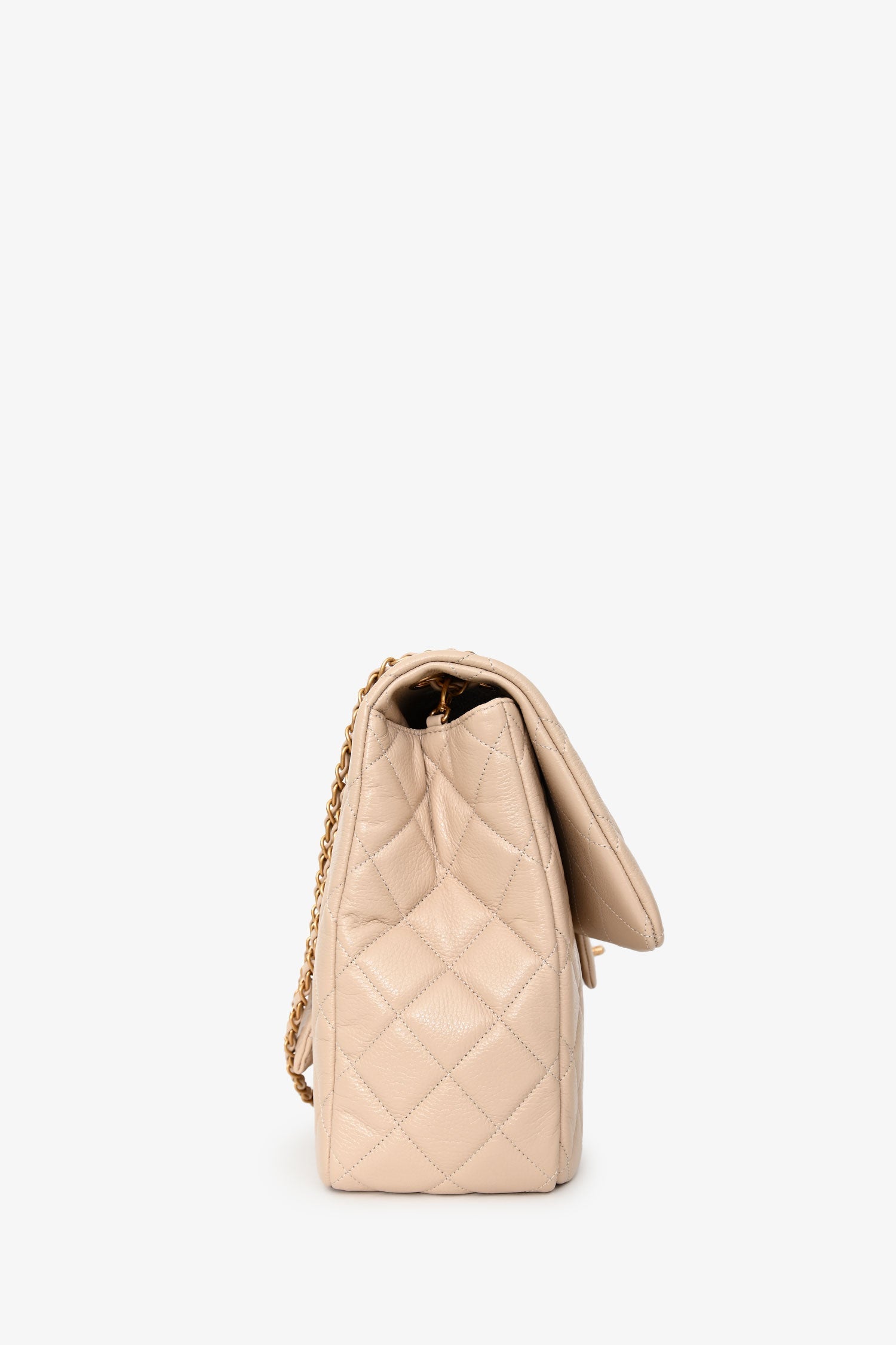 Pre-Loved Chanel™ Beige Calfskin Leather Airline XXL Single Flap Bag