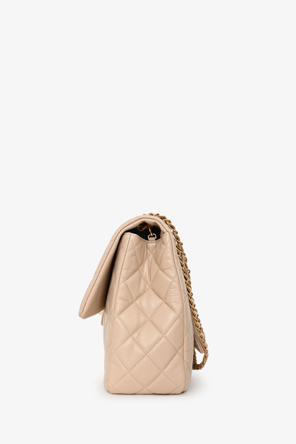 Pre-Loved Chanel™ Beige Calfskin Leather Airline XXL Single Flap Bag