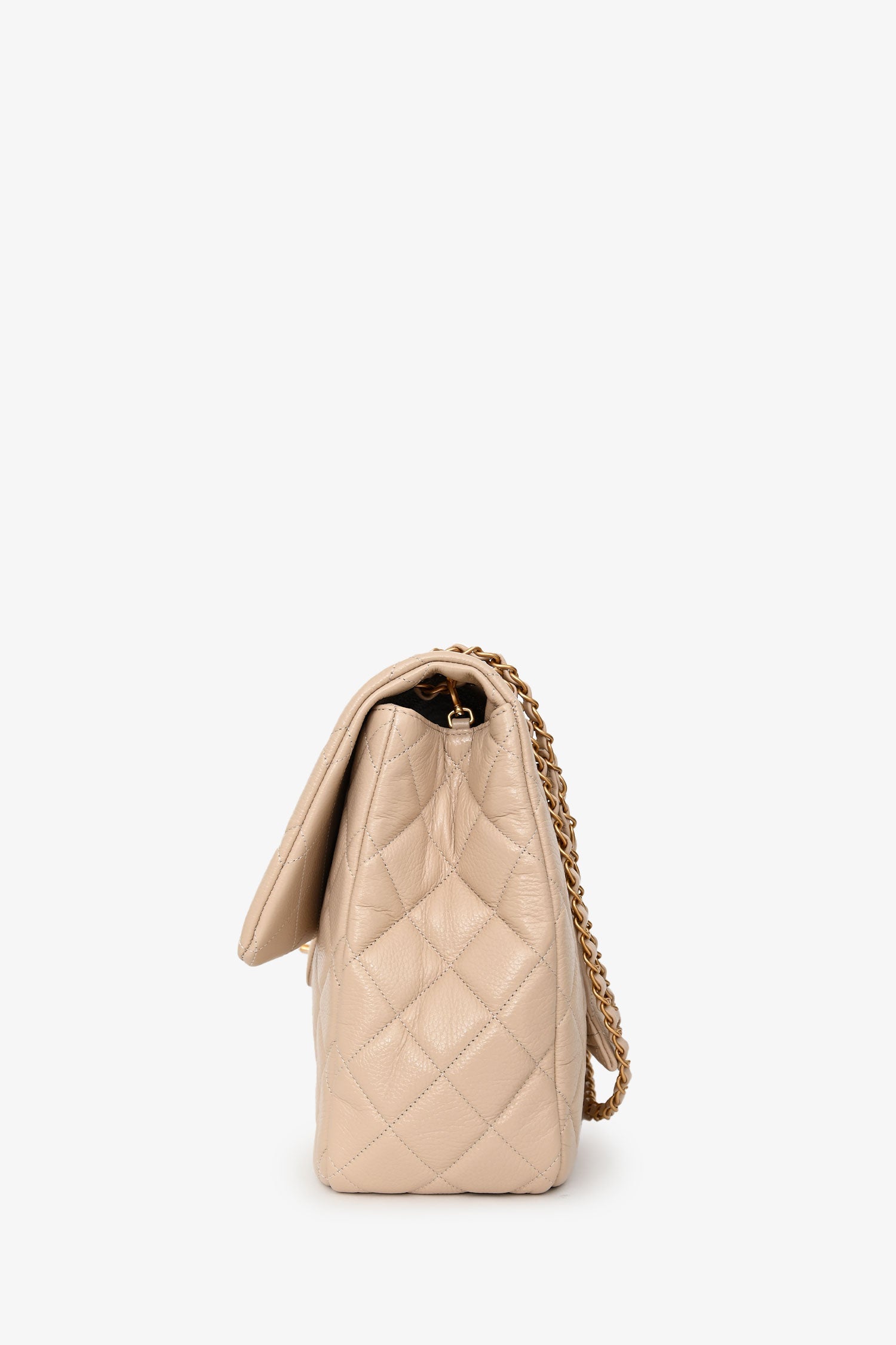 Pre-Loved Chanel™ Beige Calfskin Leather Airline XXL Single Flap Bag