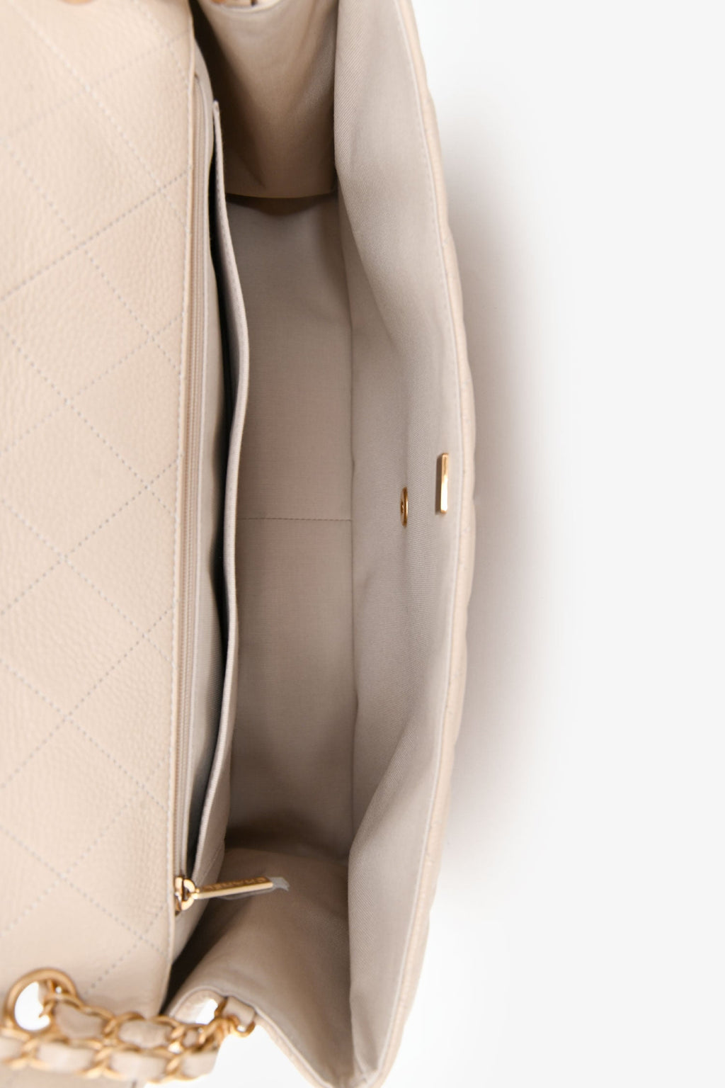 Pre-Loved Chanel™ Beige Calfskin Leather Airline XXL Single Flap Bag