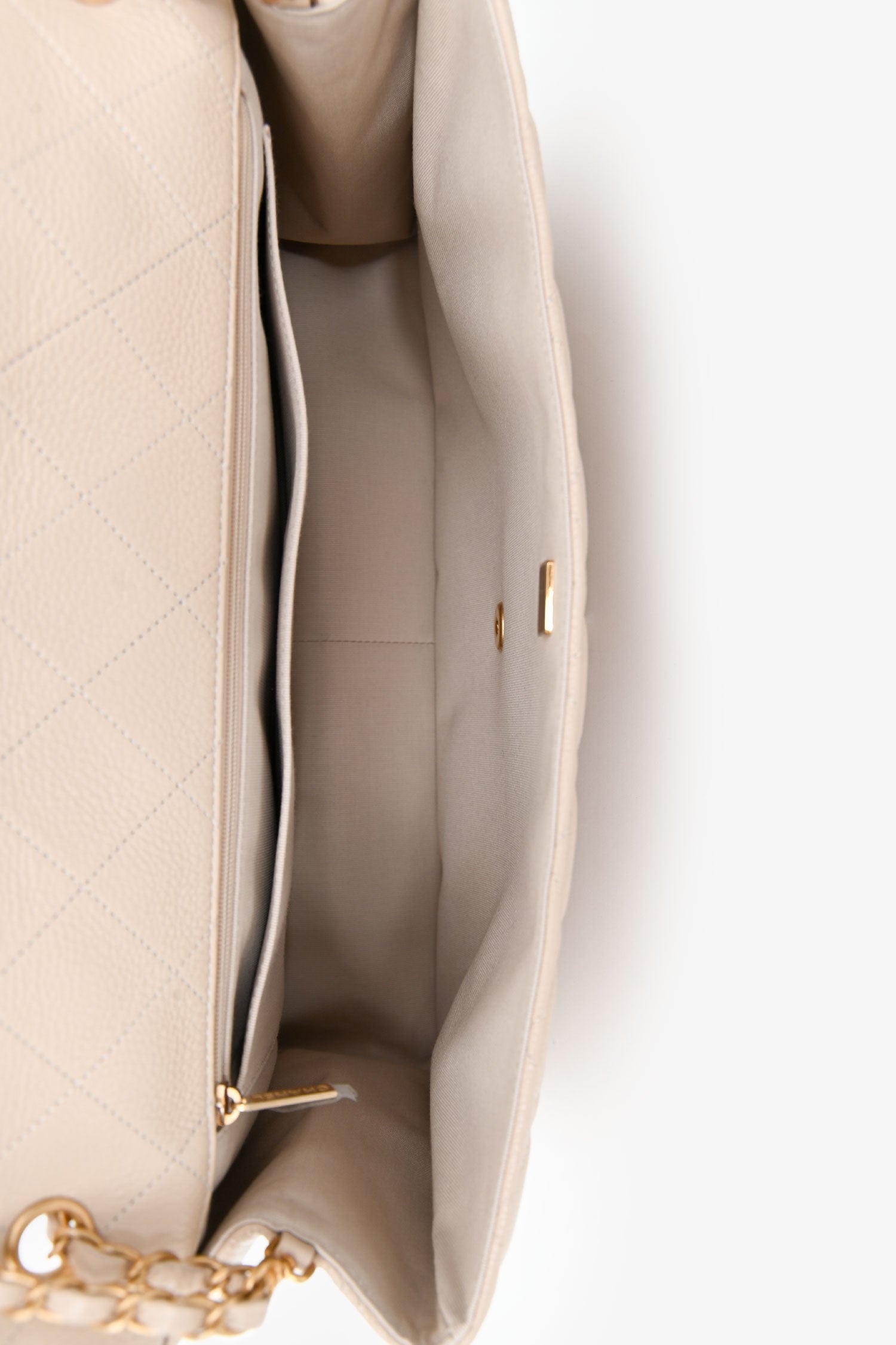 Pre-Loved Chanel™ Beige Calfskin Leather Airline XXL Single Flap Bag