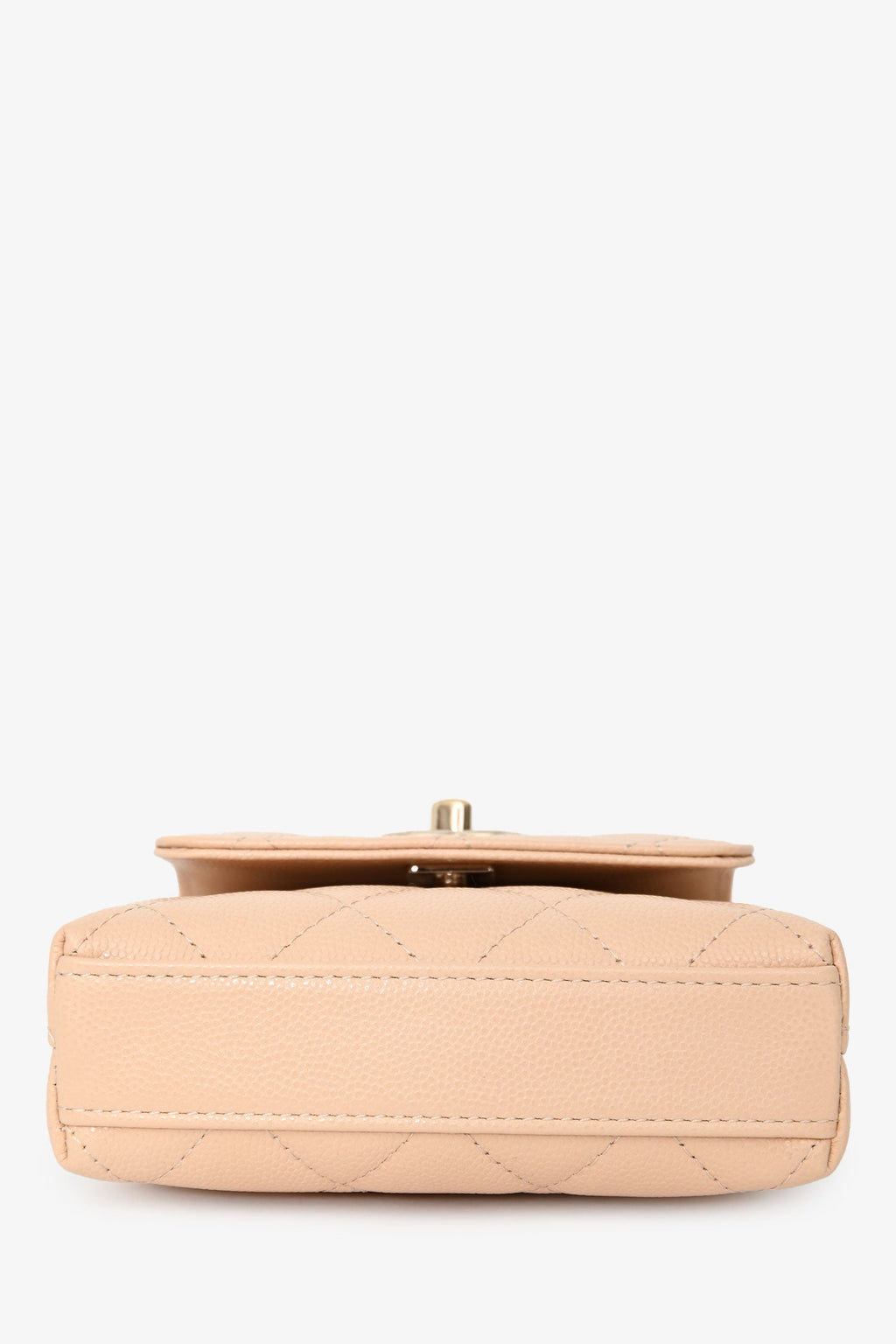 Pre-Loved Chanel™ Beige Caviar Leather Micro Coco Top Handle Bag with Chain