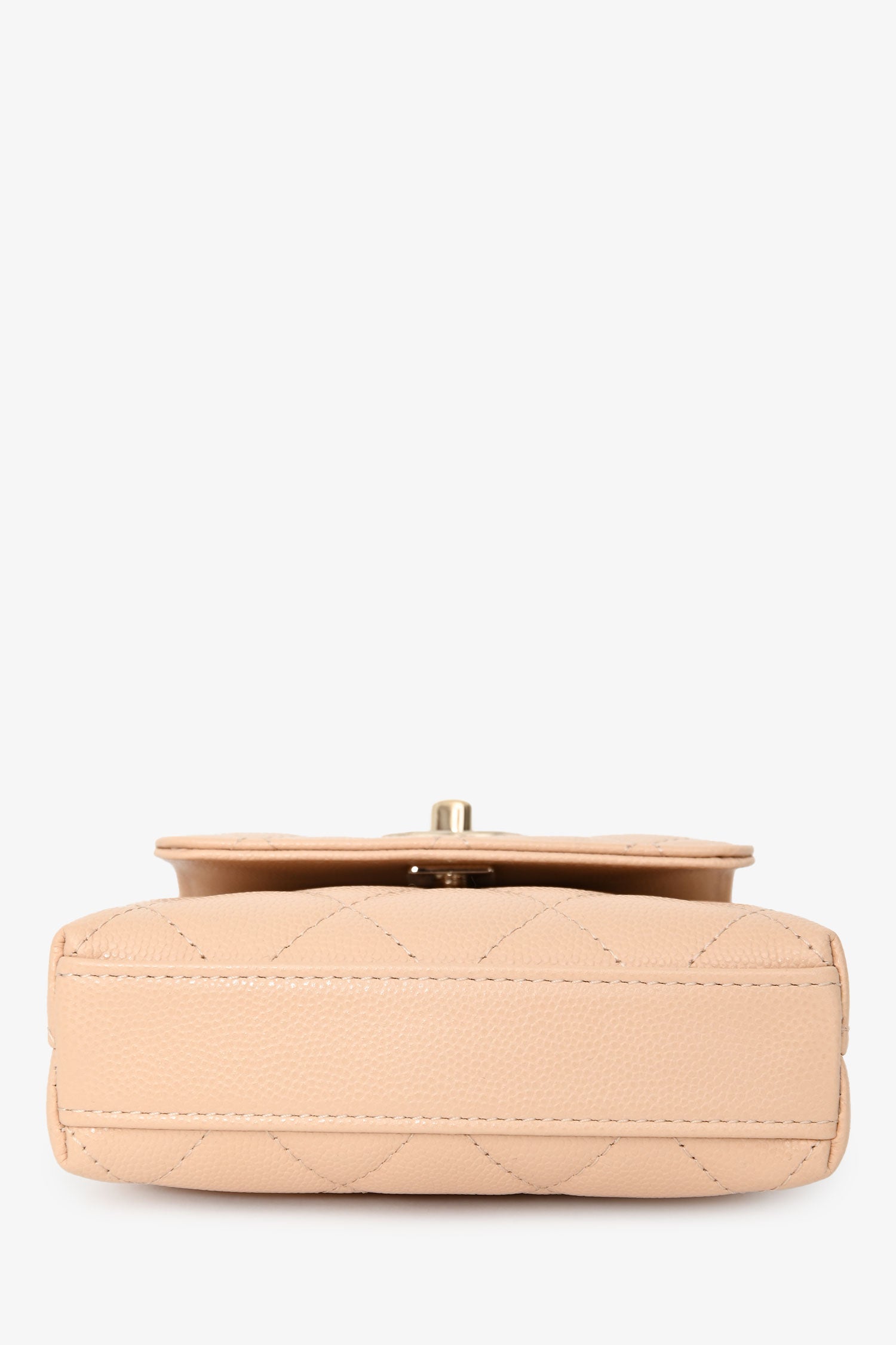 Pre-Loved Chanel™ Beige Caviar Leather Micro Coco Top Handle Bag with Chain